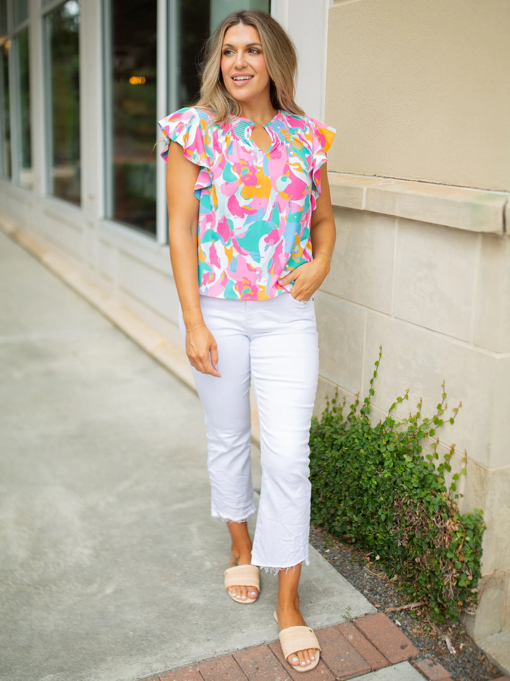 FINAL SALE - Penelope Top | River Iris Teal sold by Michelle McDowell product image thumbnail 5