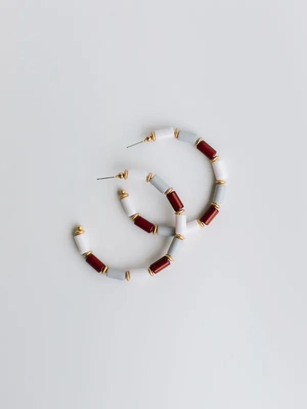 Cara Earrings | Maroon + Gray sold by Michelle McDowell