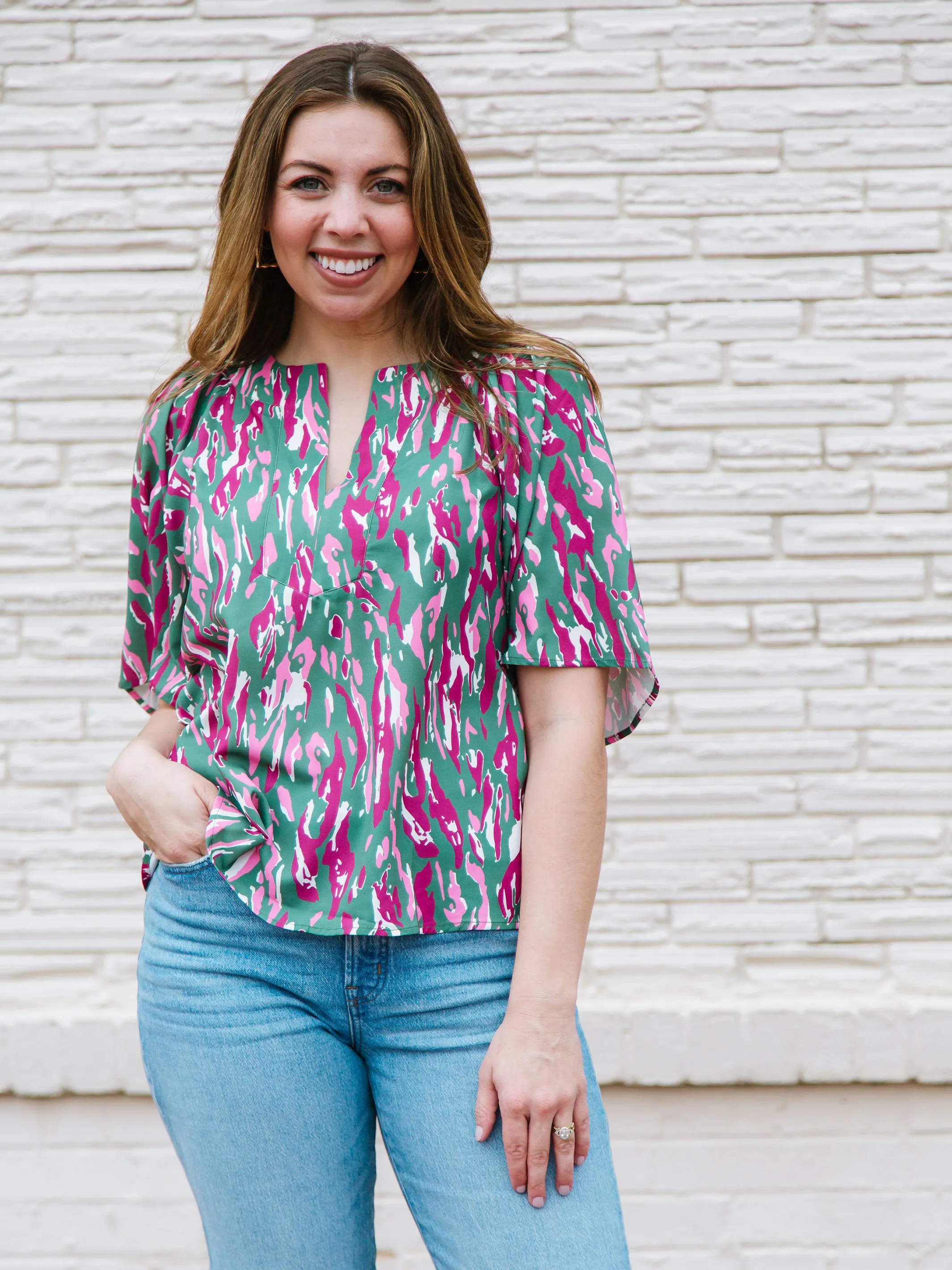 FINAL SALE - Lori Top | Tiger Tail Olive sold by Michelle McDowell