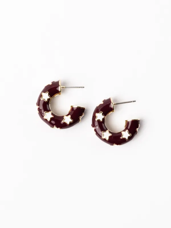 Justine Earrings | Maroon + White made by Michelle McDowell