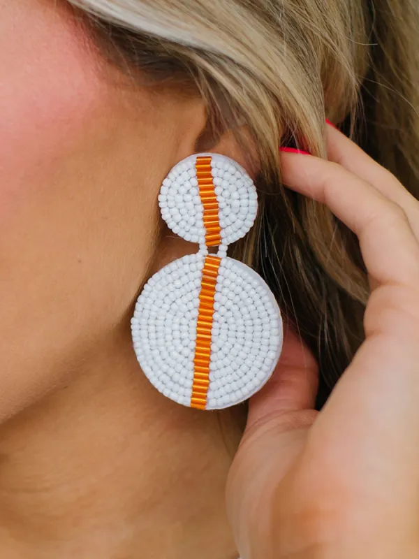 Colleen Earrings | Orange + White sold by Michelle McDowell