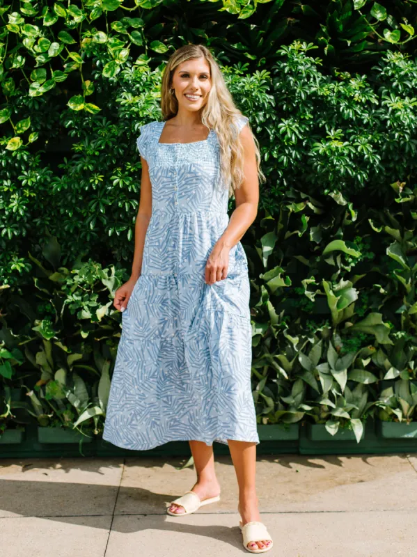 FINAL SALE - Ellis Dress | Pretty Palm Periwinkle sold by Michelle McDowell