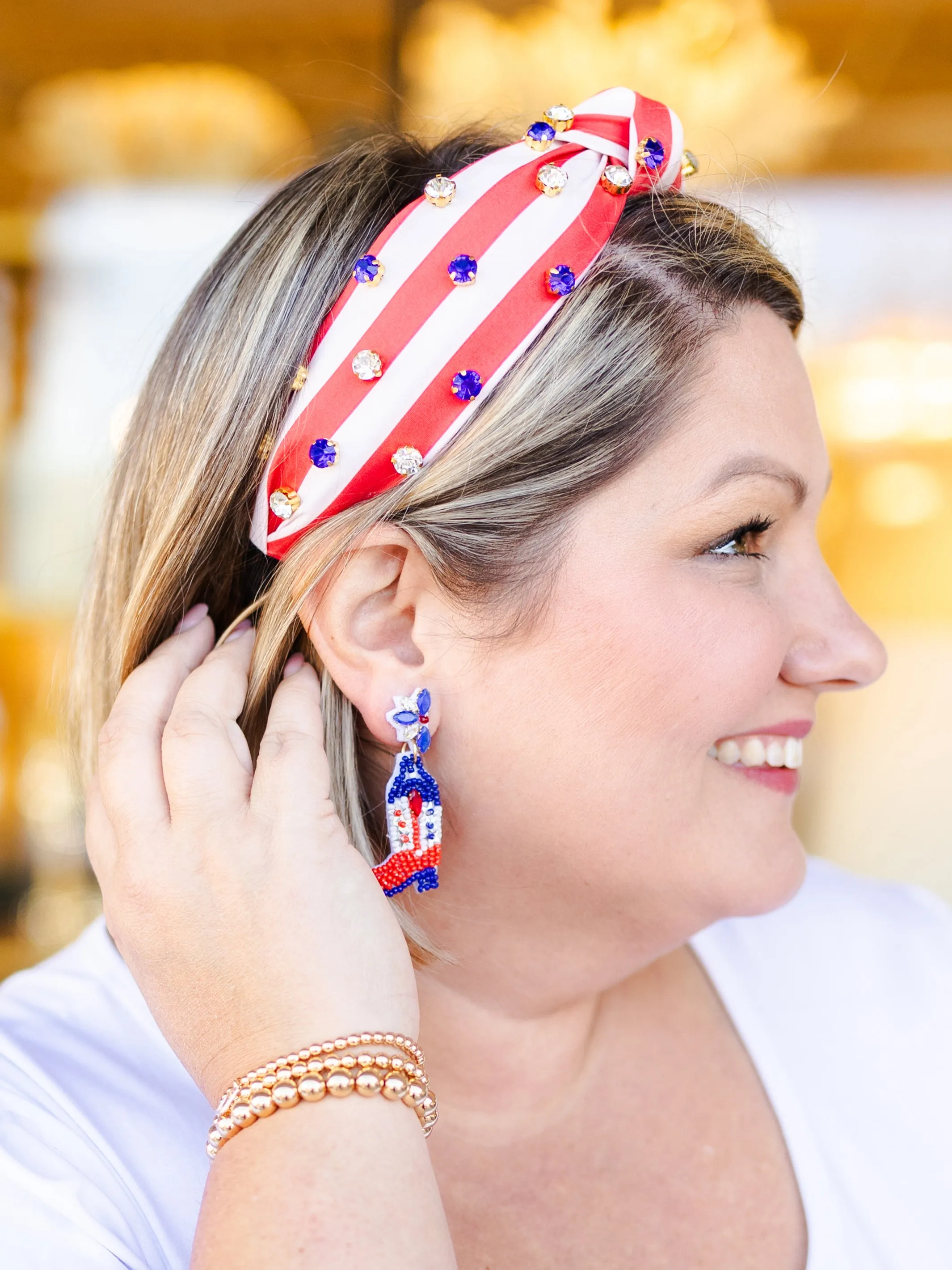 Martha Headband | American Stripes Red sold by Michelle McDowell product image thumbnail 3