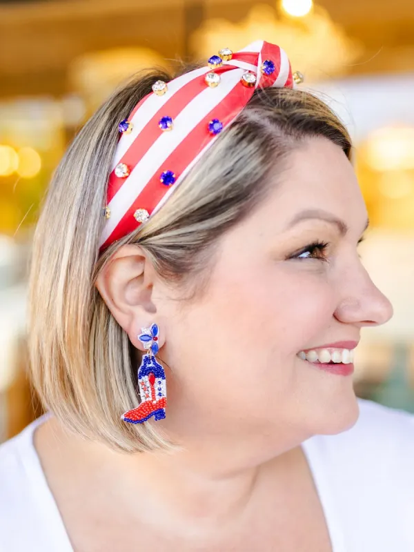 Martha Headband | American Stripes Red sold by Michelle McDowell