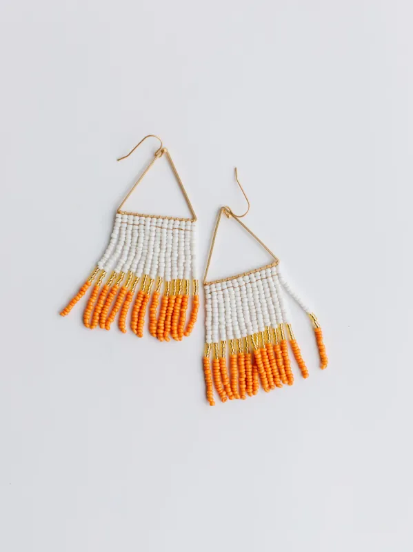 Greer Earrings | Orange + White sold by Michelle McDowell