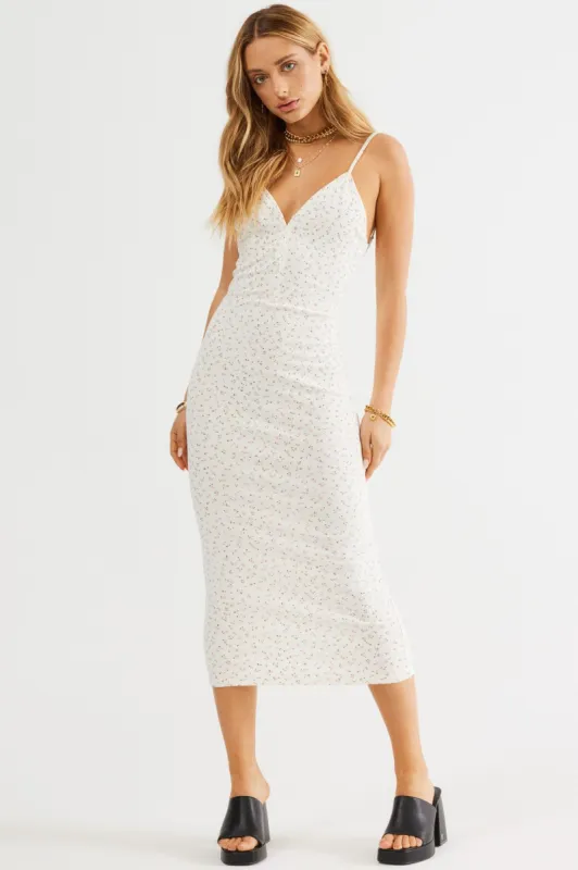 ELORA MIDI DRESS - WHITE FLORAL sold by Sndys