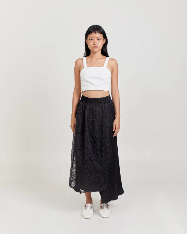 CELIA LACE MIDI SKIRT BLACK sold by CHIEL