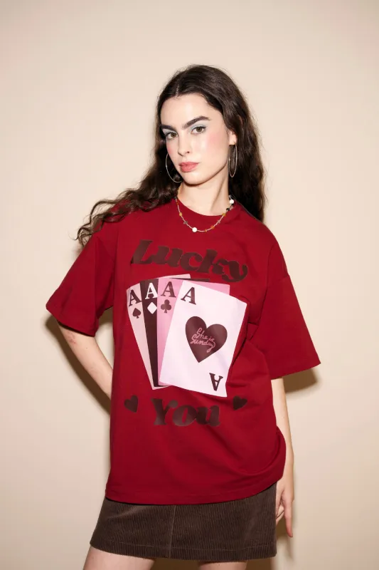 T-SHIRT LUCKY YOU BORDOWY made by She is Sunday