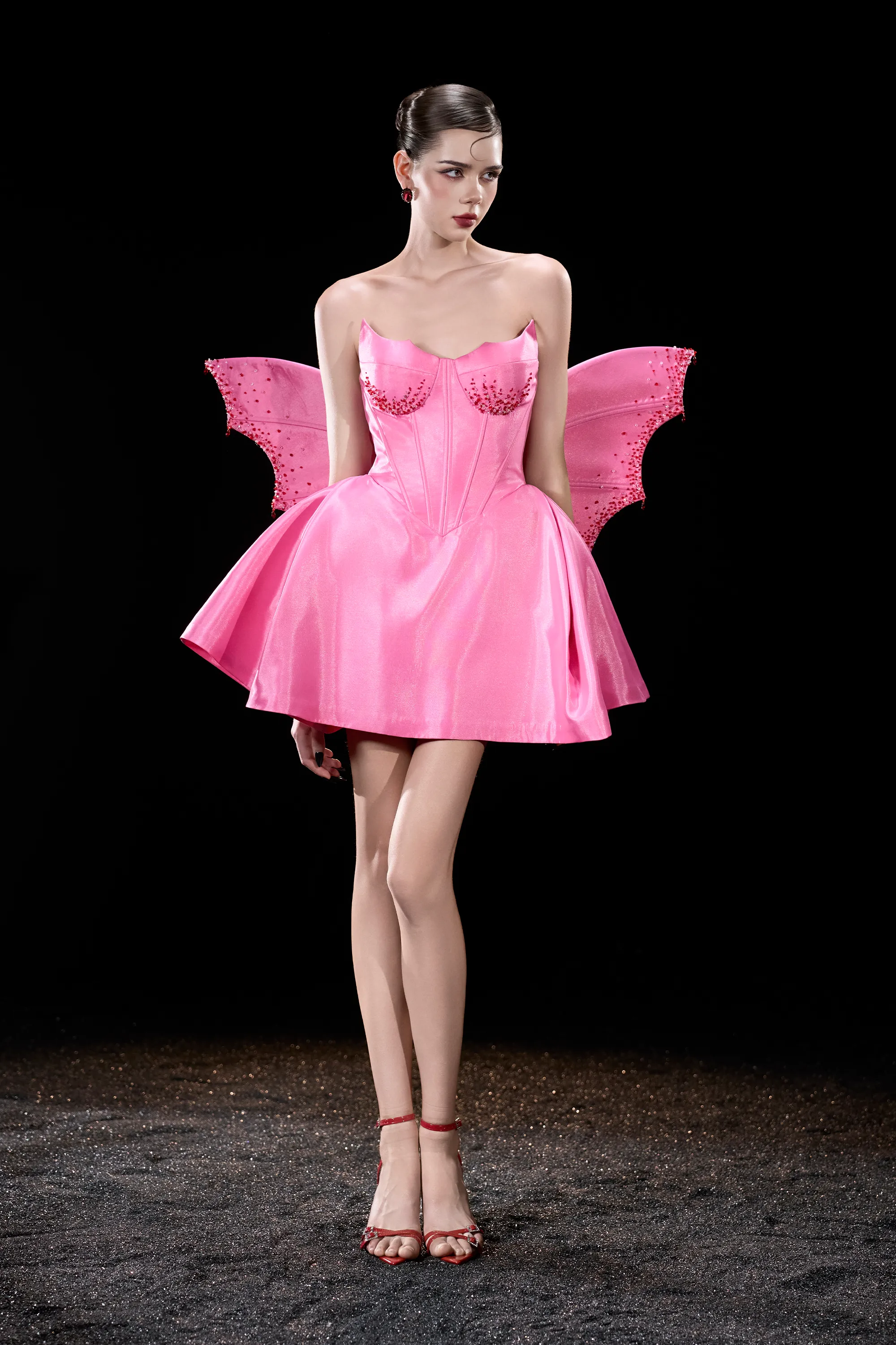 Fae "Little Evil" Corset Busts Embellished Crystal Mini Dress sold by Kalisa product image thumbnail 3