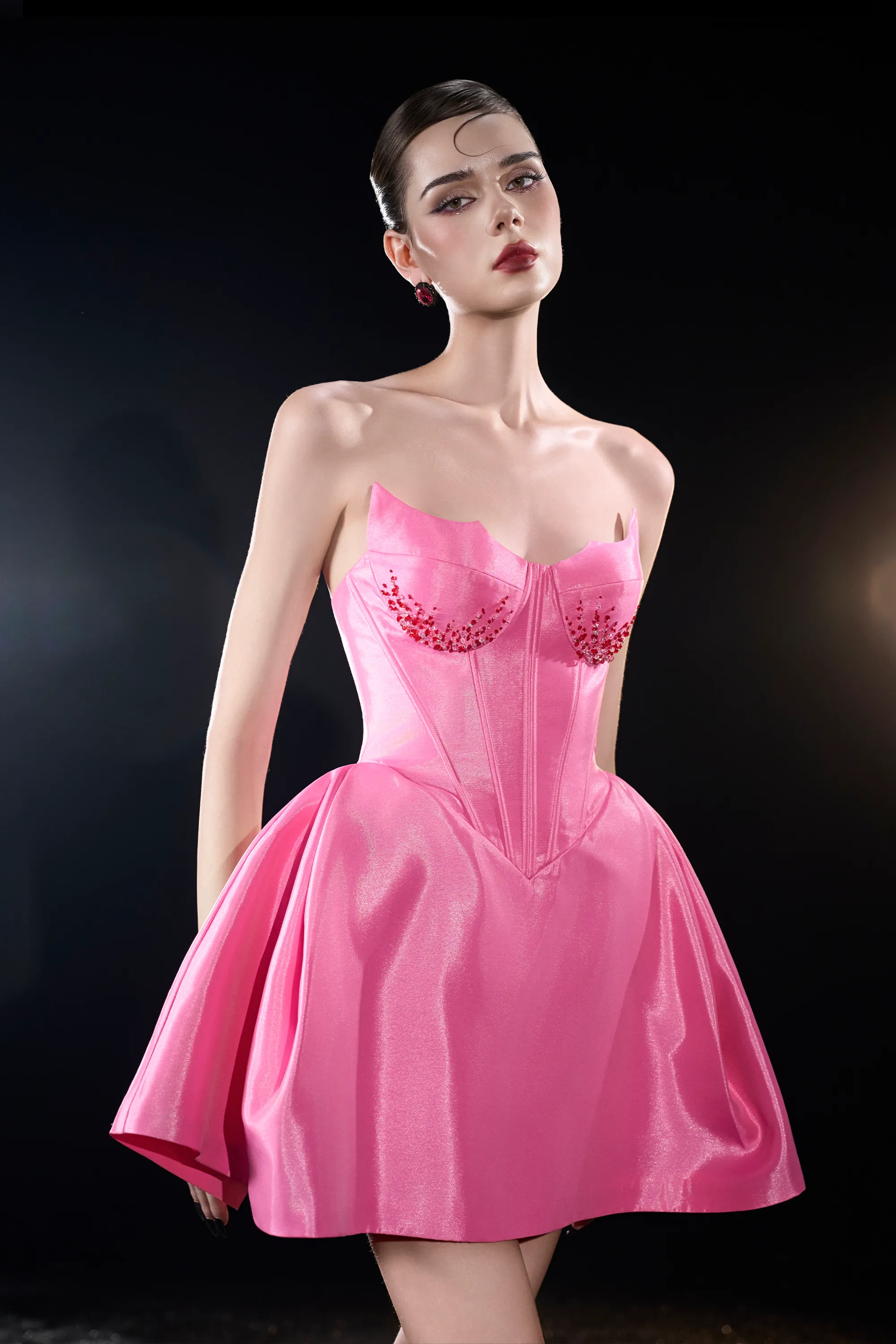 Fae "Little Evil" Corset Busts Embellished Crystal Mini Dress sold by Kalisa product image thumbnail 2
