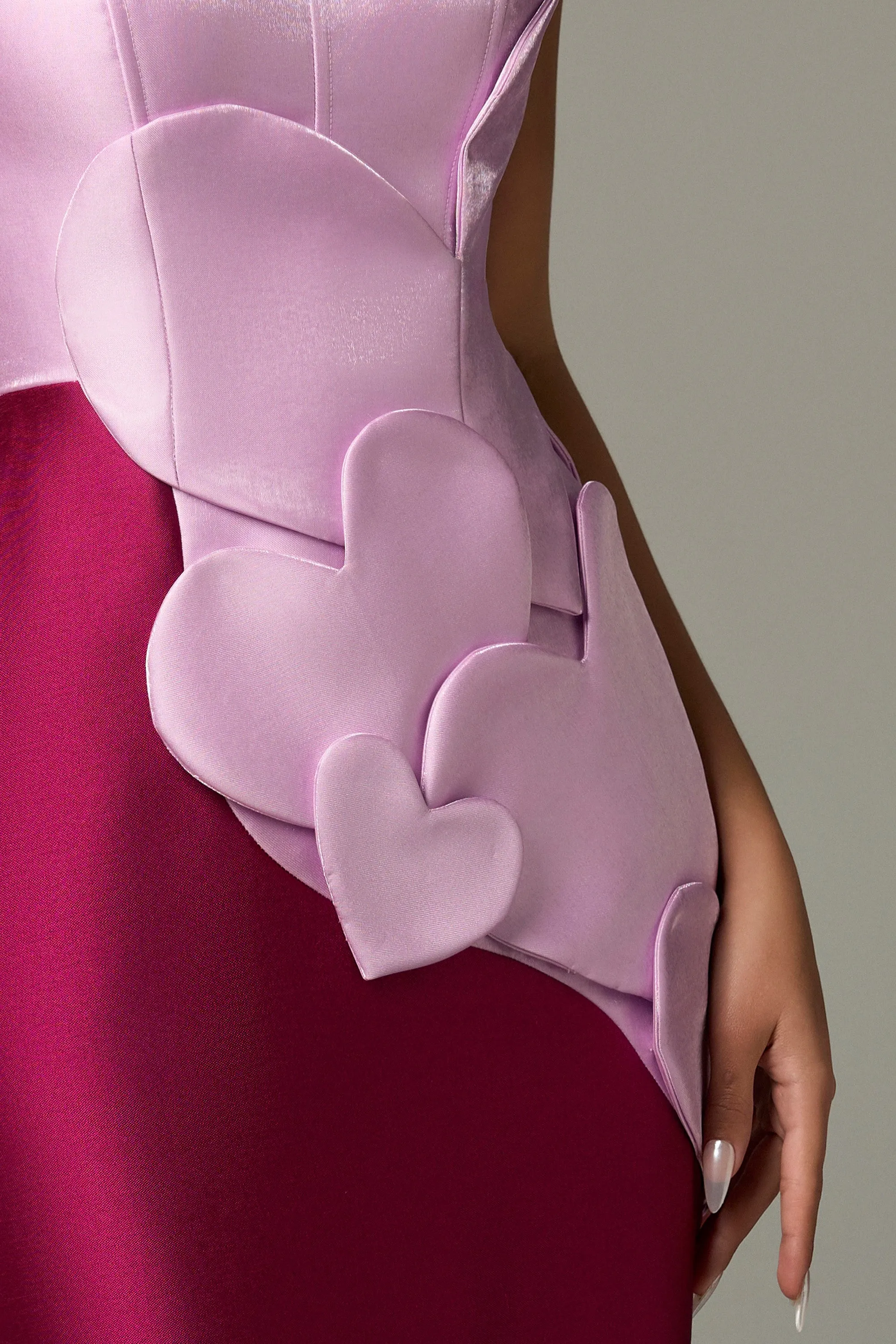 Darling Color Mix Taffeta Asymmetric Heart Detail Maxi Dress sold by Kalisa product image thumbnail 3