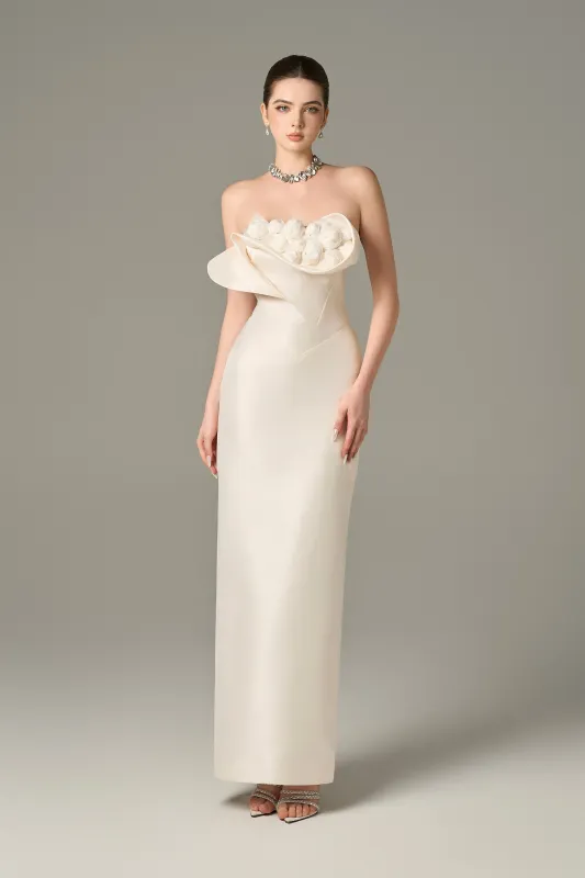 Seraphine Taffeta Bandeau Floral Embellished Maxi Dress sold by Kalisa