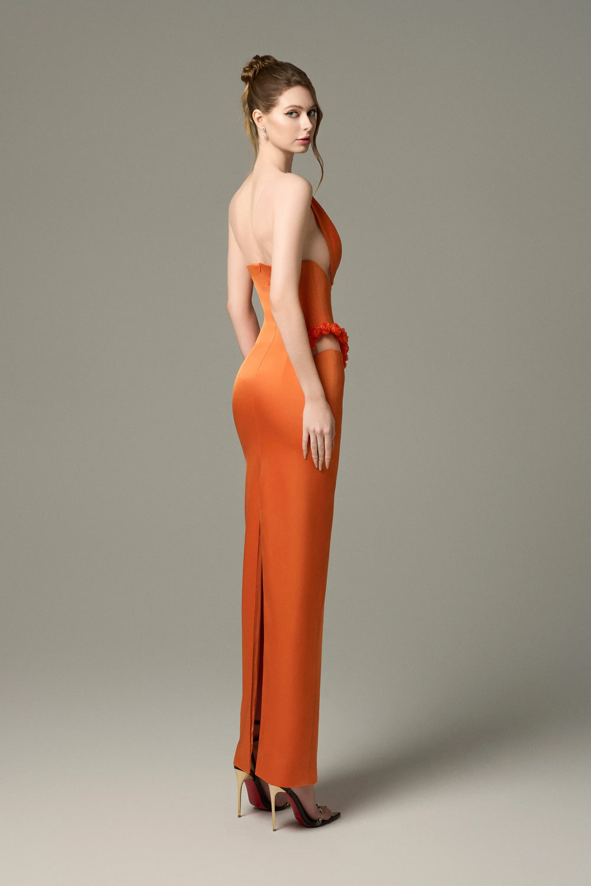 Elegant Silk Floral Bust Draped Maxi Dress sold by Kalisa product image thumbnail 2