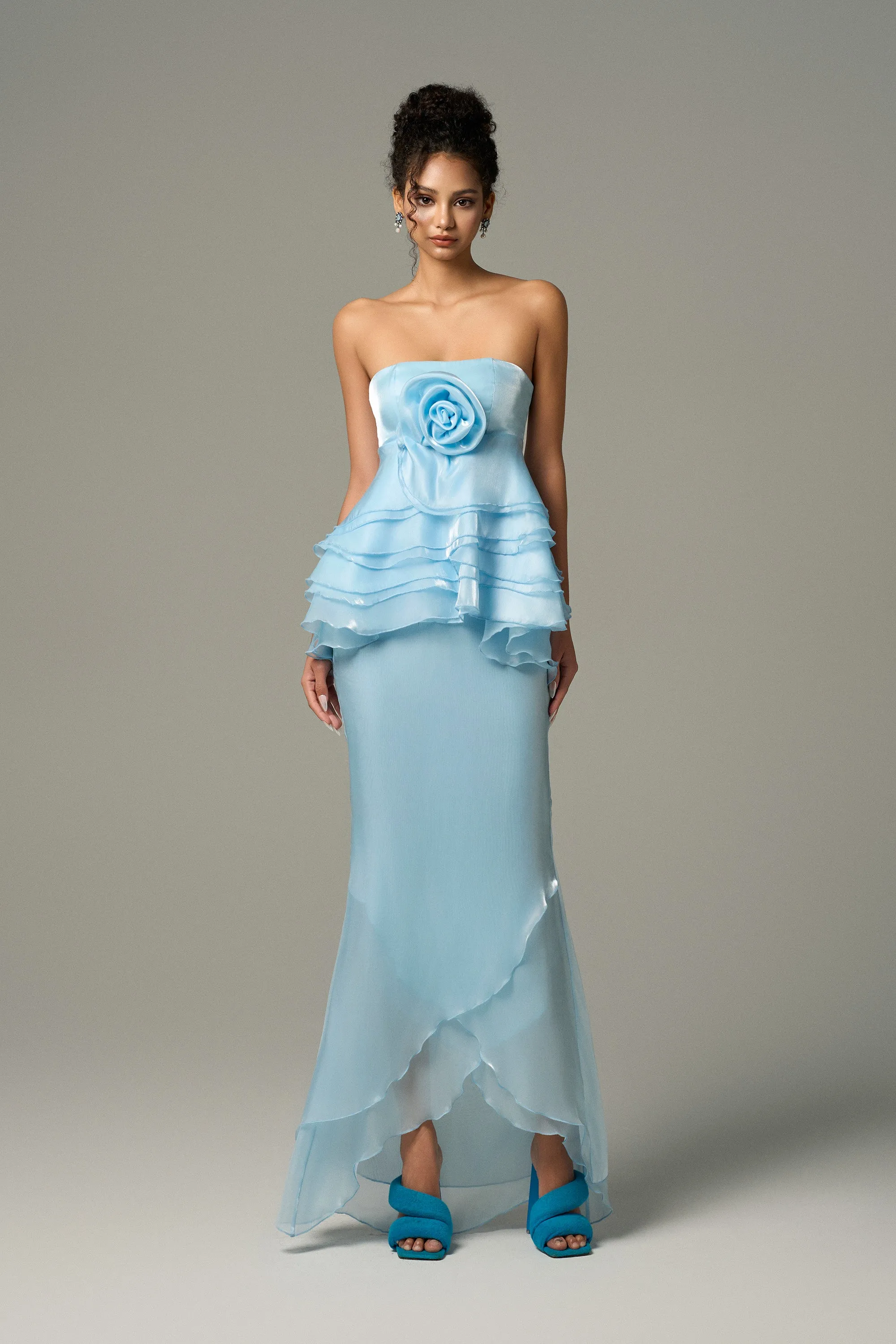 Lustrous Two Pieces Layered Silk Maxi Dress sold by Kalisa product image thumbnail 5