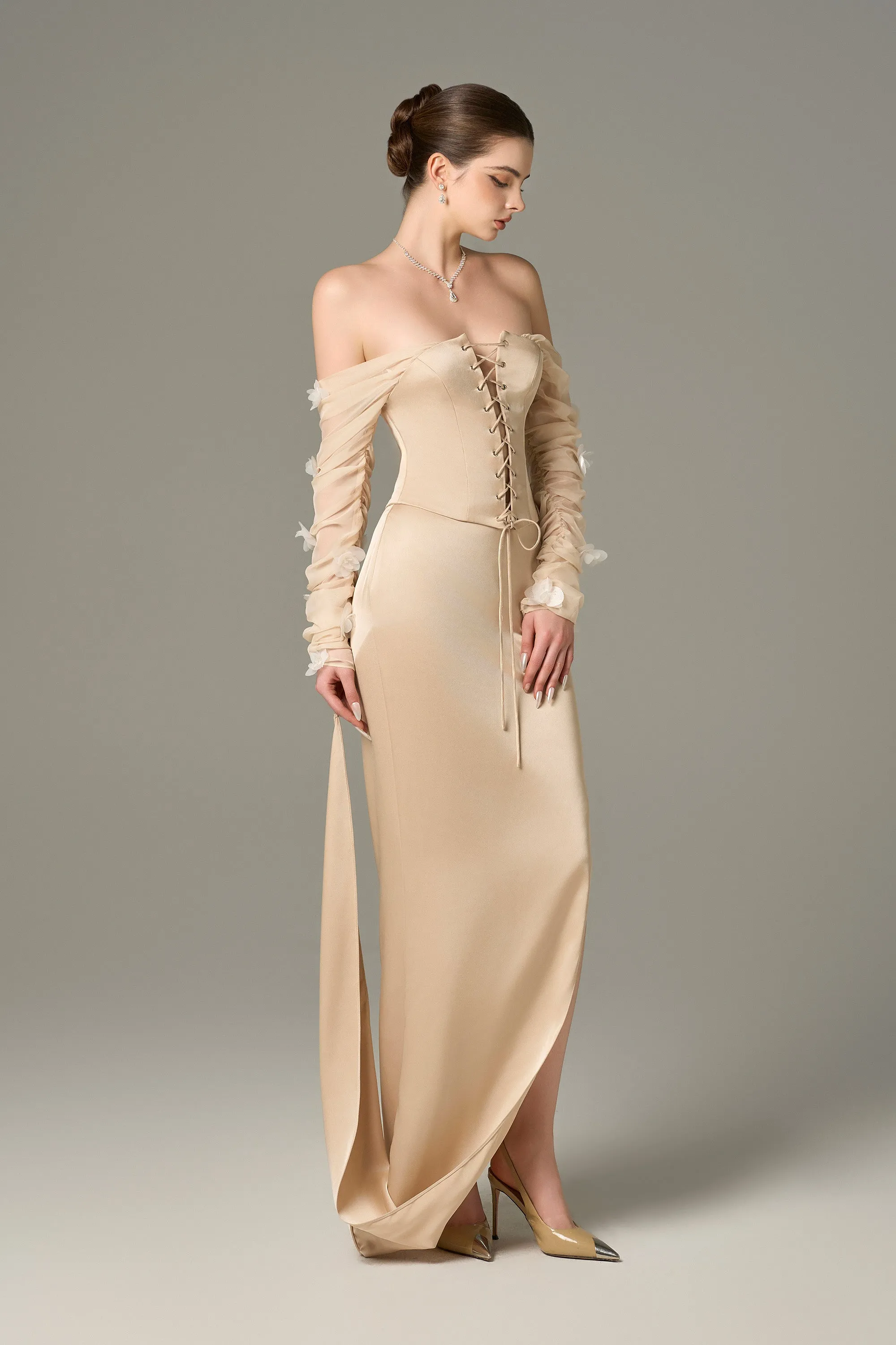 Alluring Silk Chiffon Corset Top & Maxi Set sold by Kalisa product image thumbnail 5