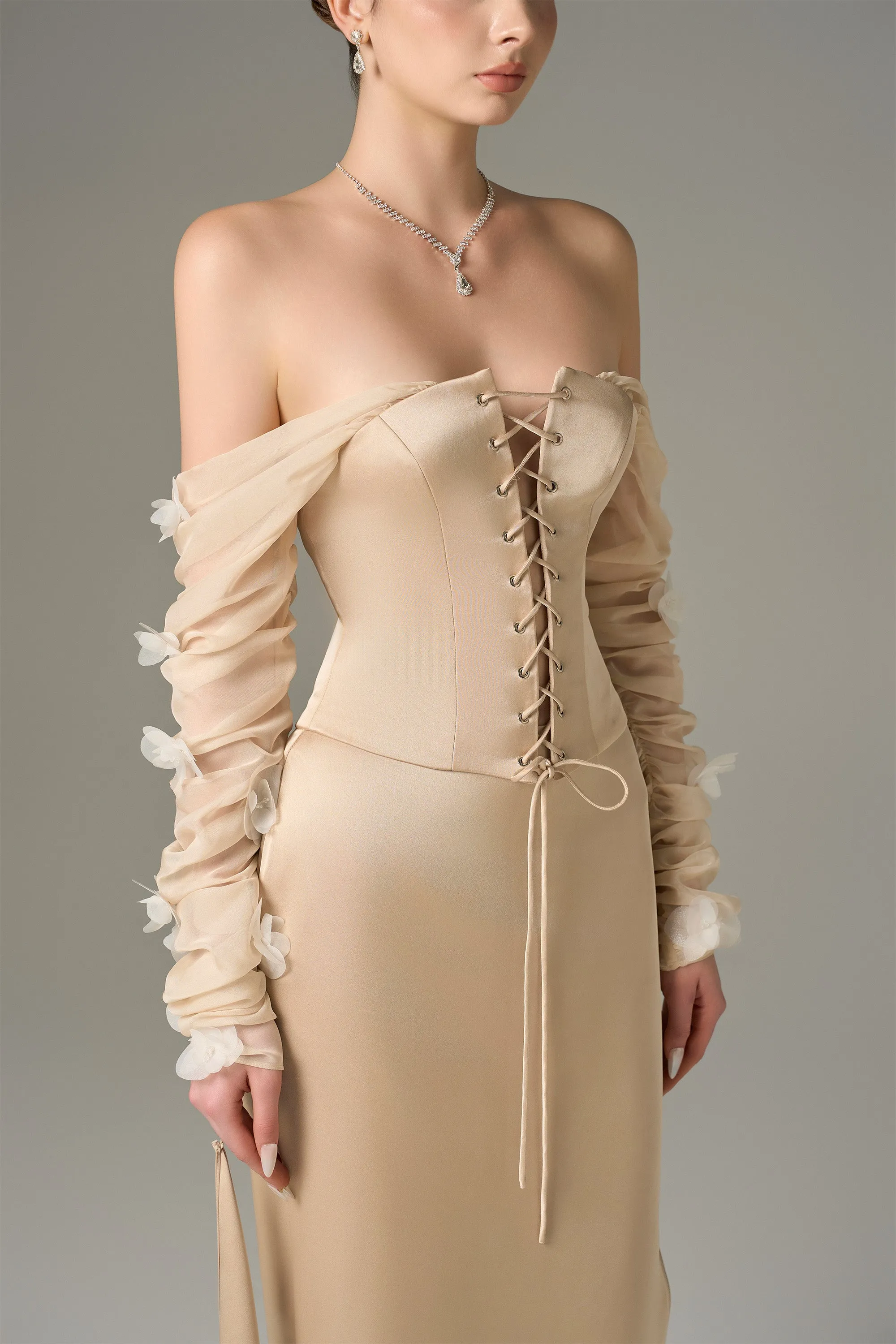 Alluring Silk Chiffon Corset Top & Maxi Set sold by Kalisa product image thumbnail 3