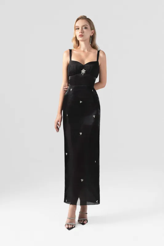 Couture Orchid Appliqué Maxi Dress sold by Kalisa