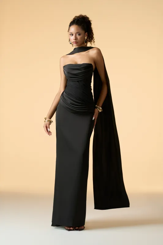 Muse Bandeau Draped Maxi Dress With Neck Scarf sold by Kalisa