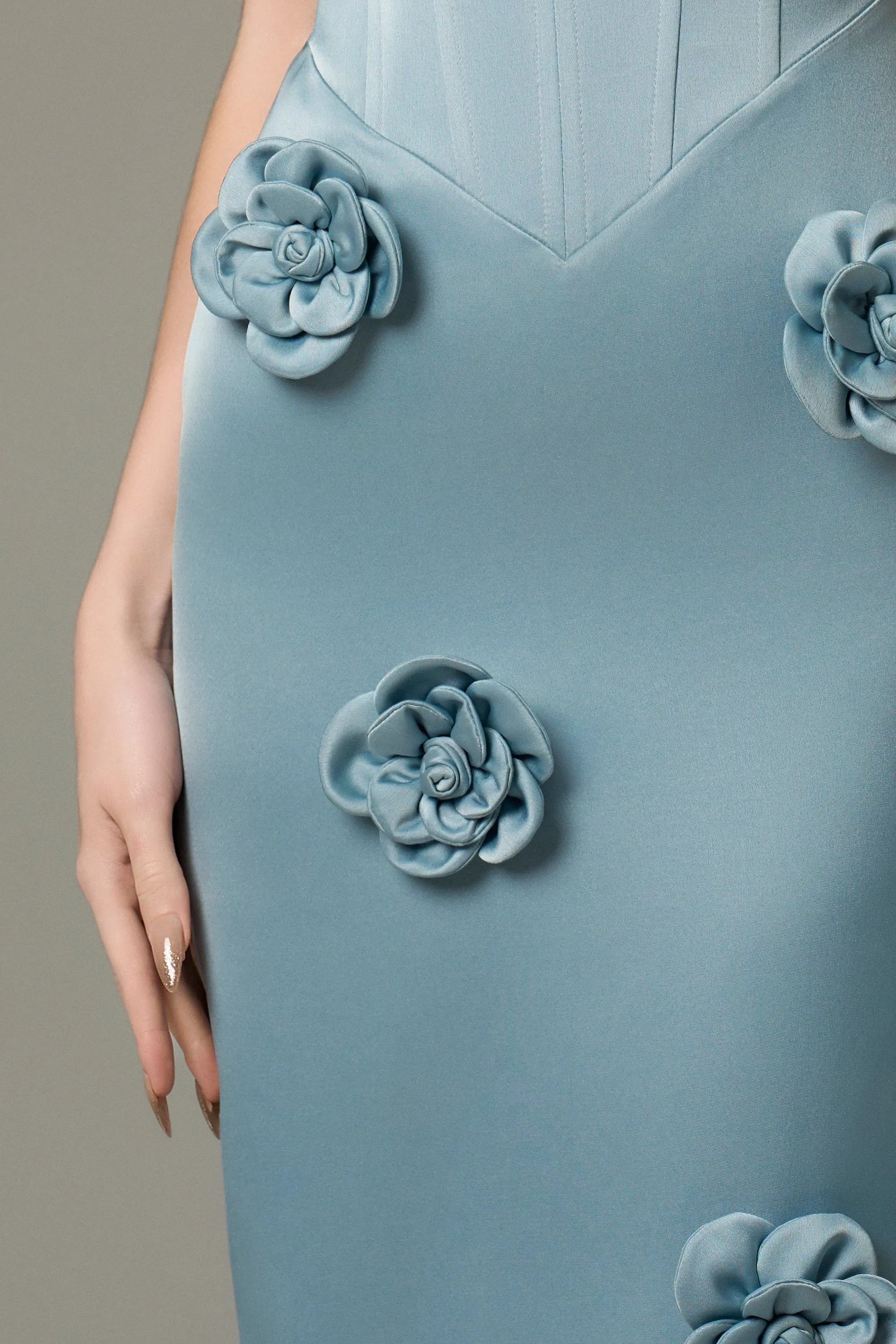 Aquarelle Silk 3D Floral Applique Maxi Dress sold by Kalisa product image thumbnail 3