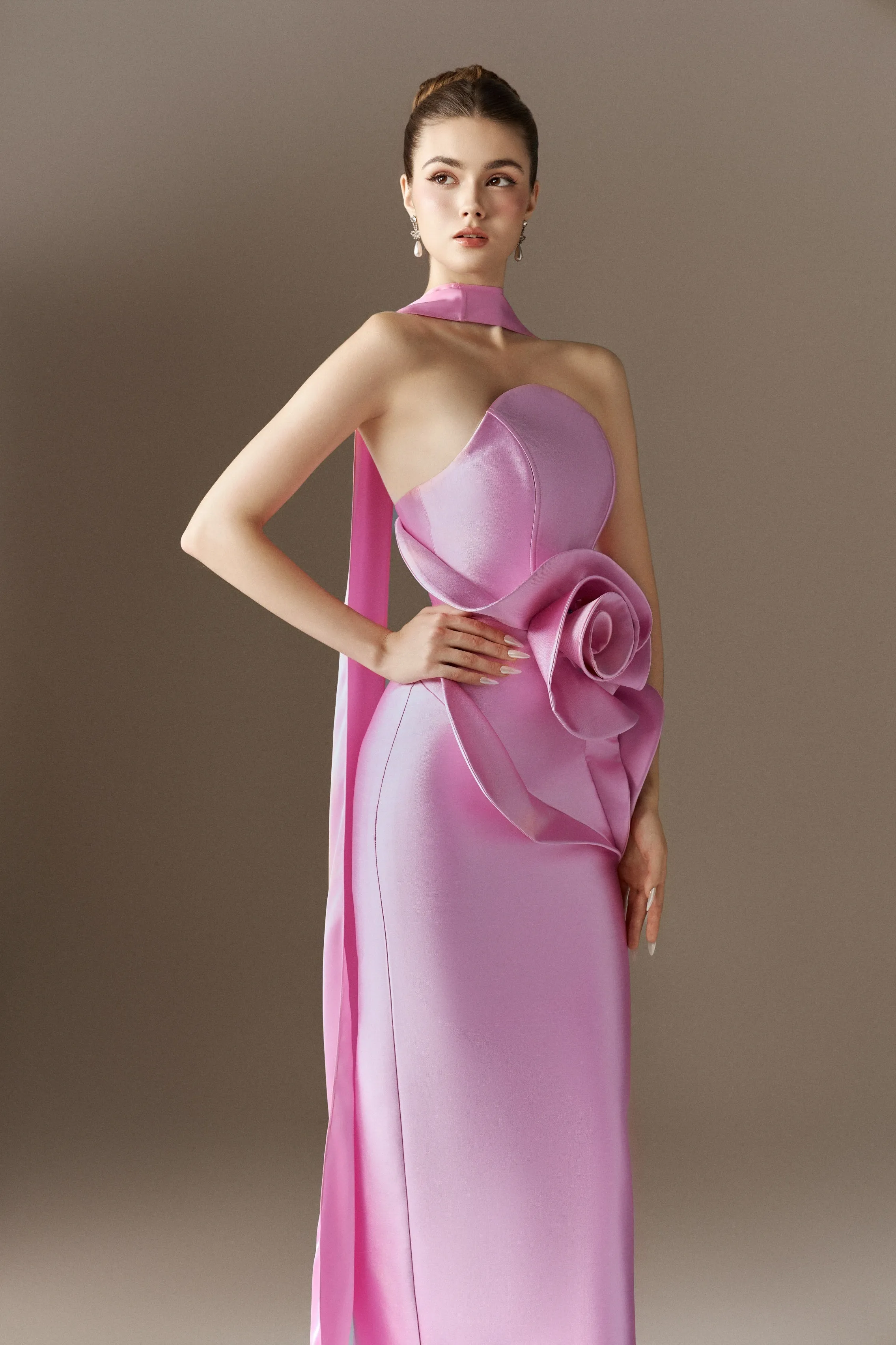 Rosalia Bandeau Large Floral Maxi Dress With Neck Scarf sold by Kalisa product image thumbnail 3