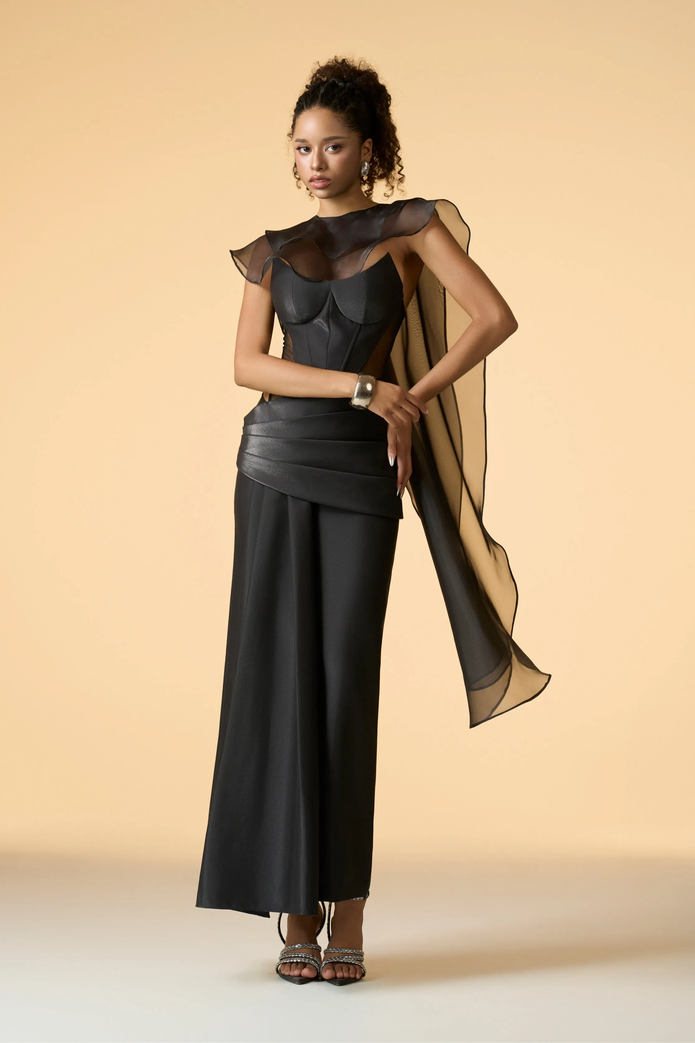 Venus Ivory Sculpted Bodice Corset Maxi Dress With Veil sold by Kalisa product image thumbnail 2