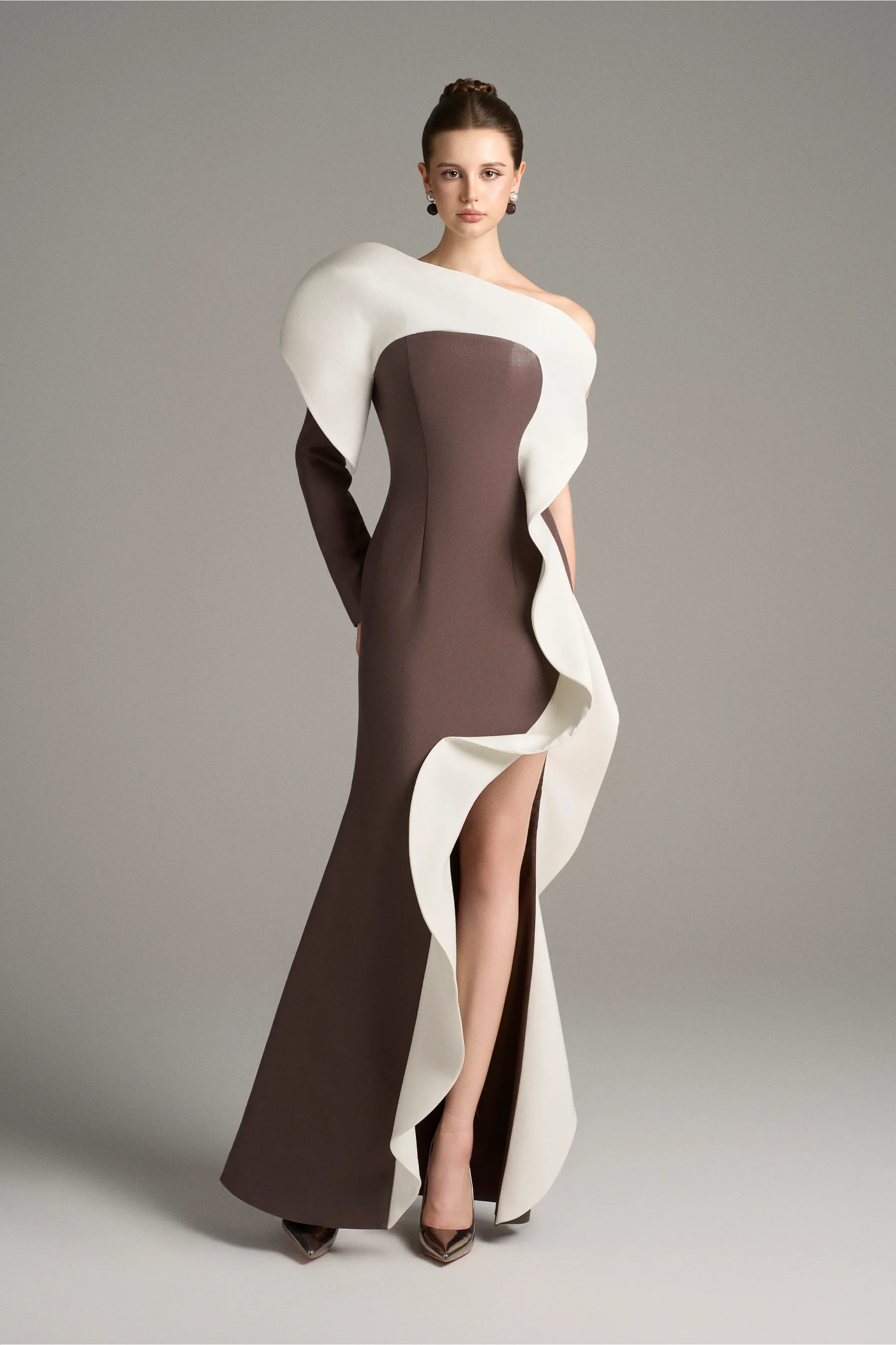 Athena One Long Sleeve Maxi Dress With High Split sold by Kalisa