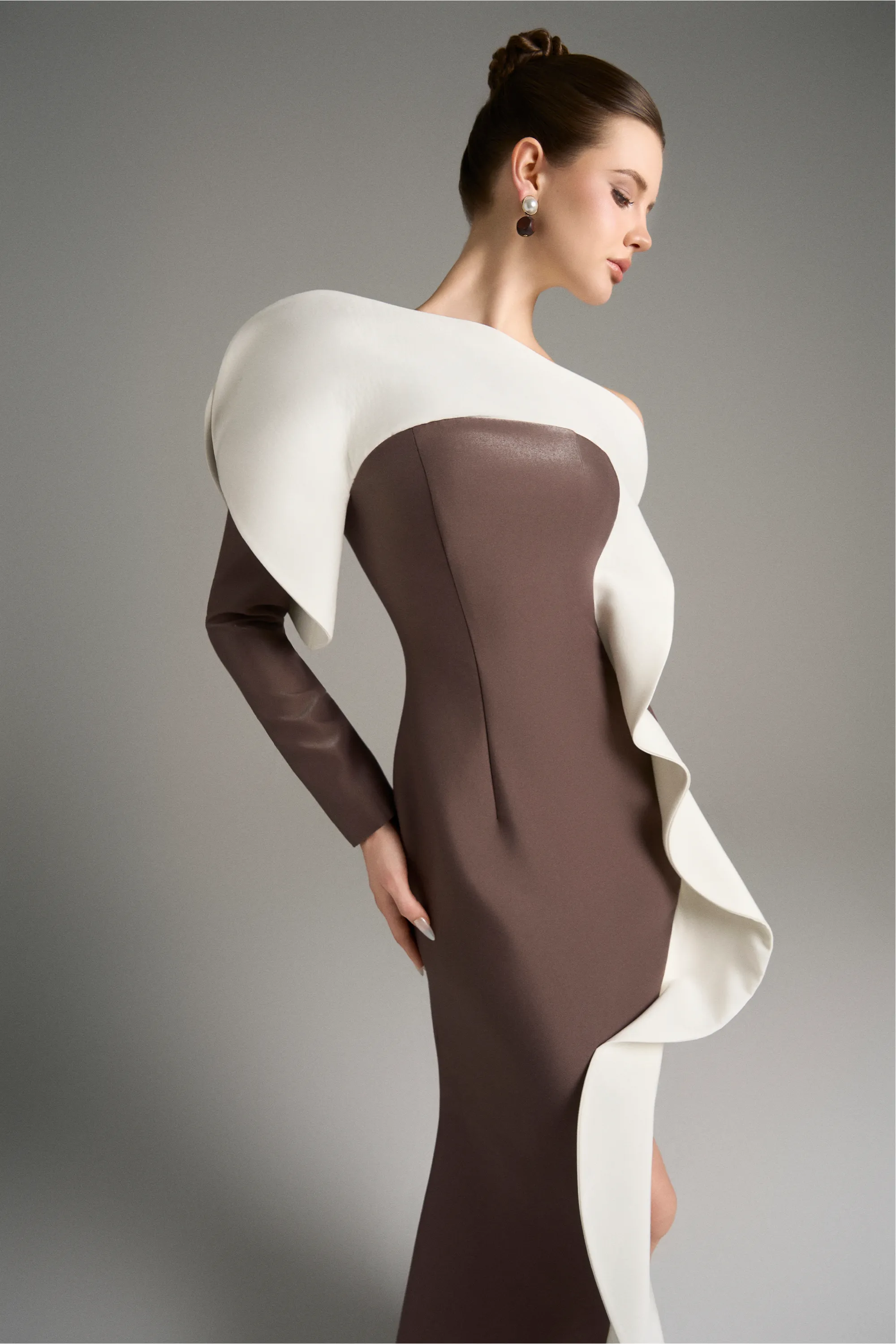 Athena One Long Sleeve Maxi Dress With High Split sold by Kalisa product image thumbnail 3