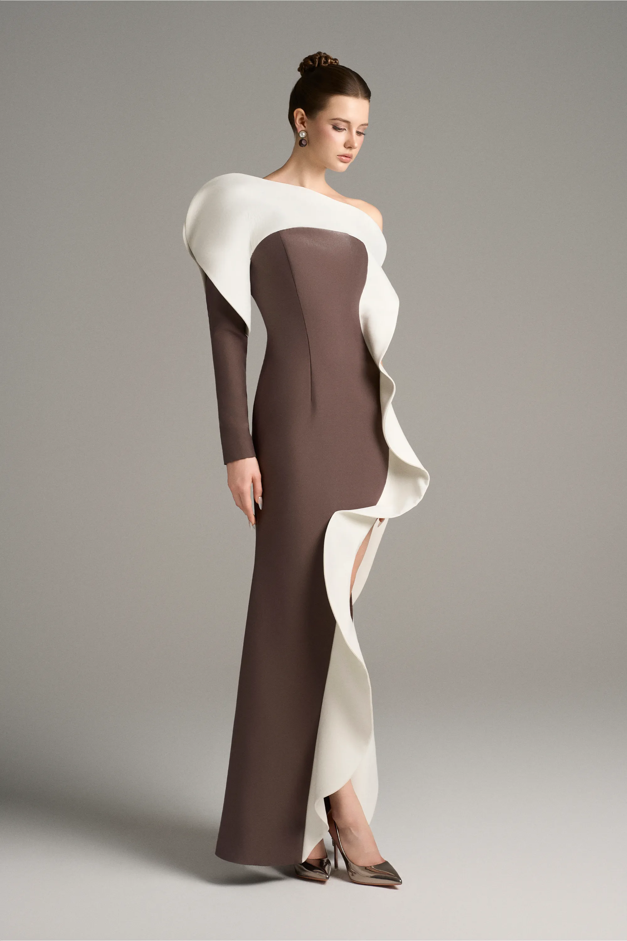 Athena One Long Sleeve Maxi Dress With High Split sold by Kalisa product image thumbnail 5