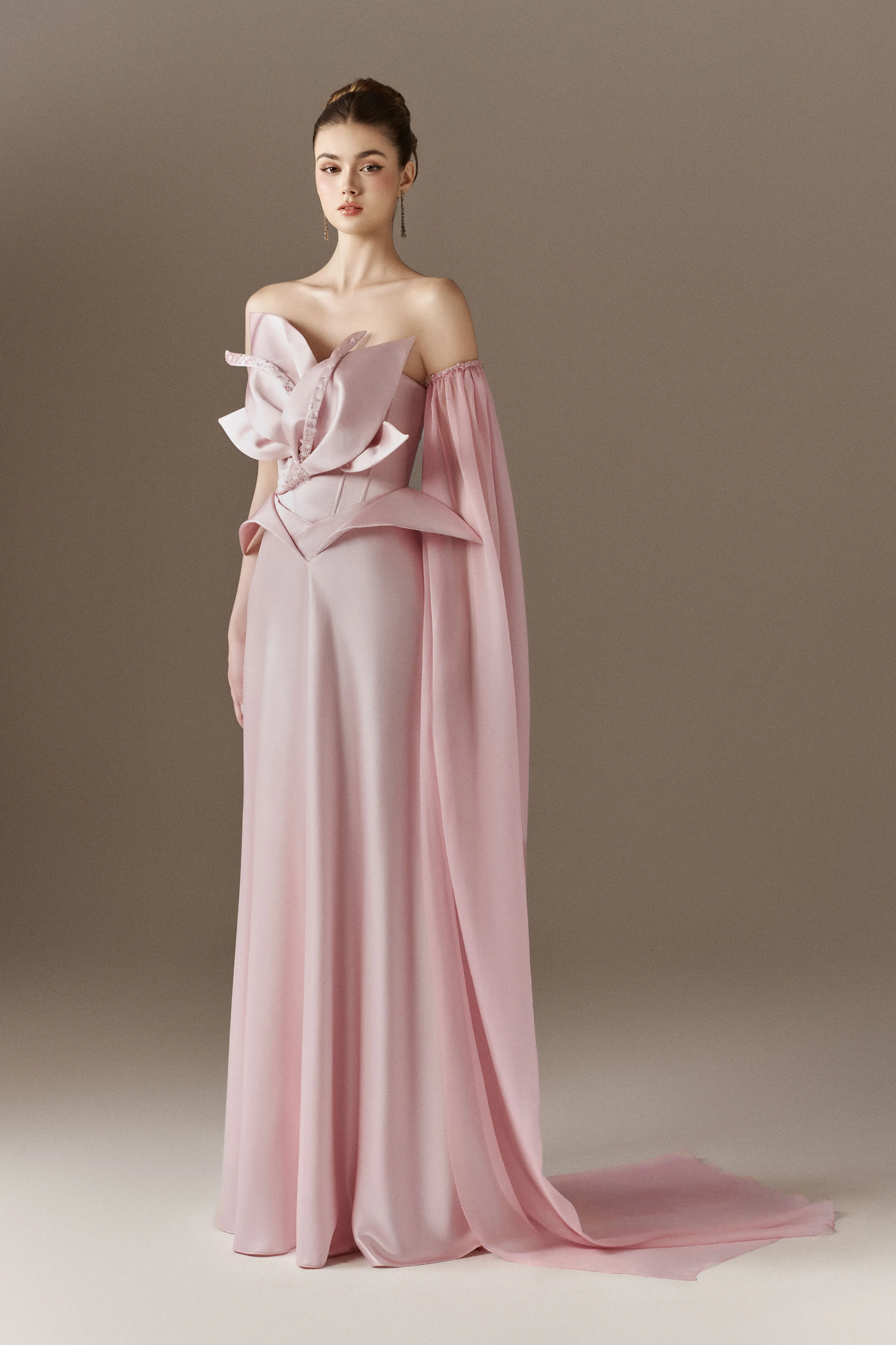 Bloomheart 3D Floral Maxi Dress With One Cape Sleeve sold by Kalisa