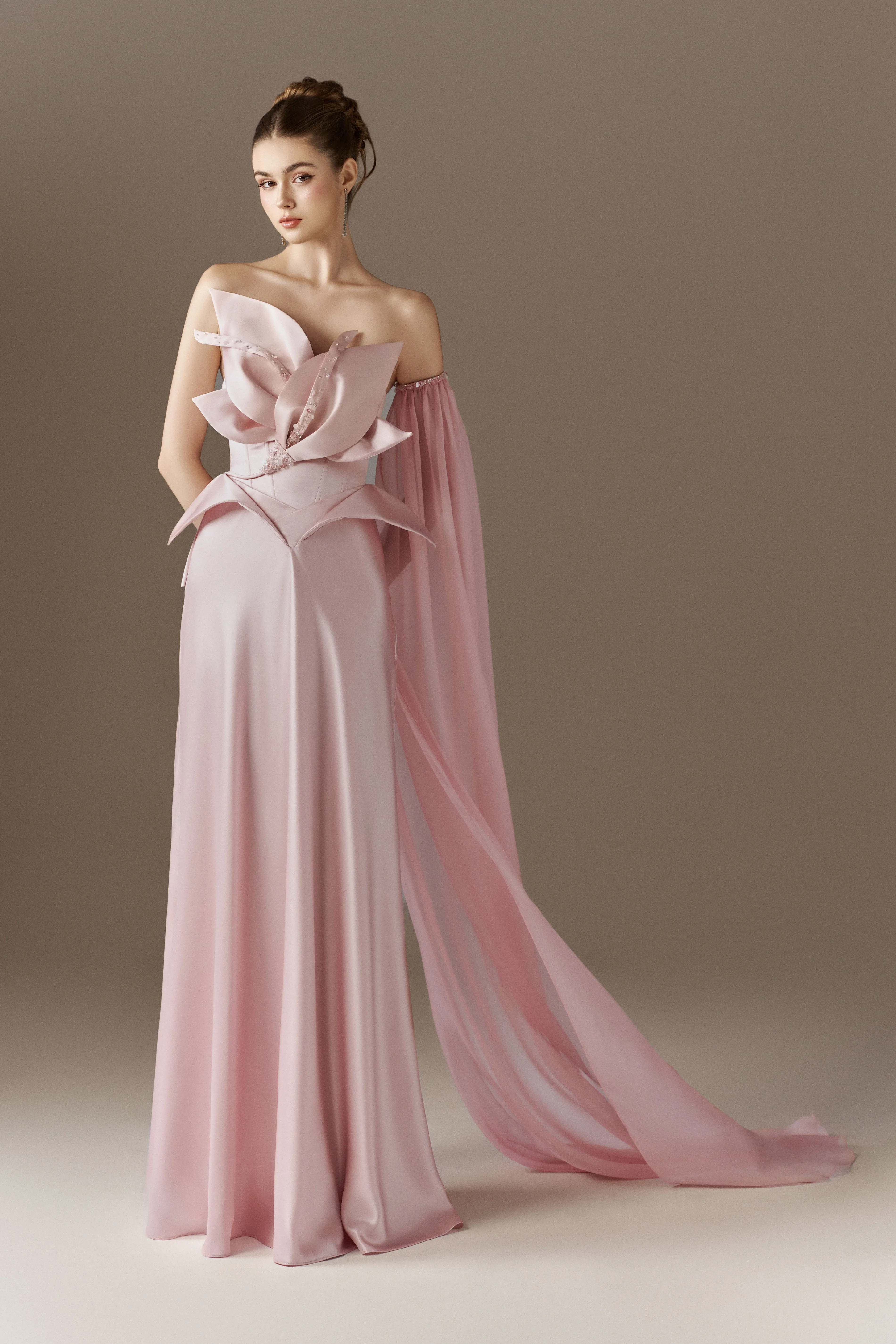 Bloomheart 3D Floral Maxi Dress With One Cape Sleeve sold by Kalisa product image thumbnail 4
