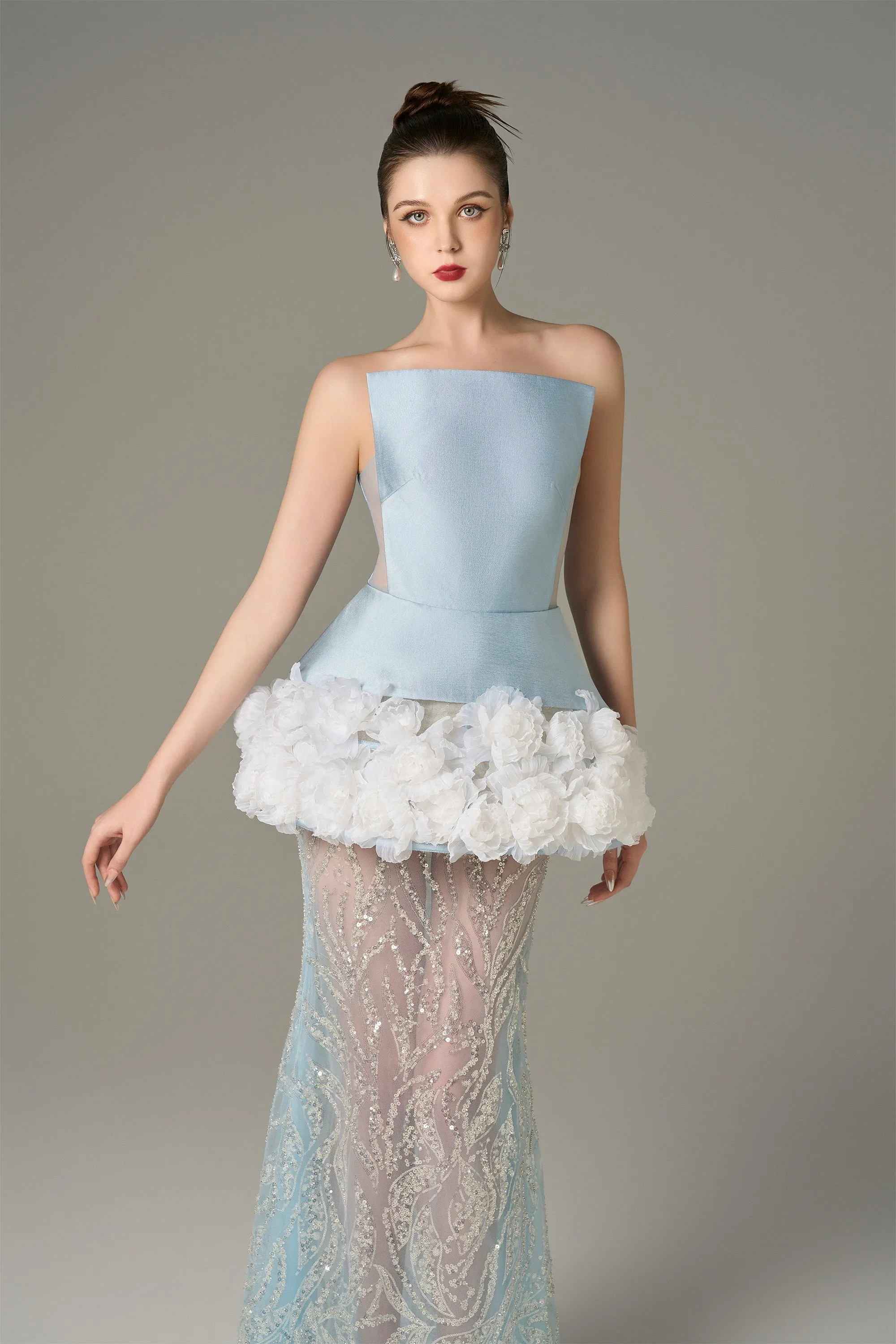 Enchanting Mesh and Floral Accents Gown sold by Kalisa product image thumbnail 3