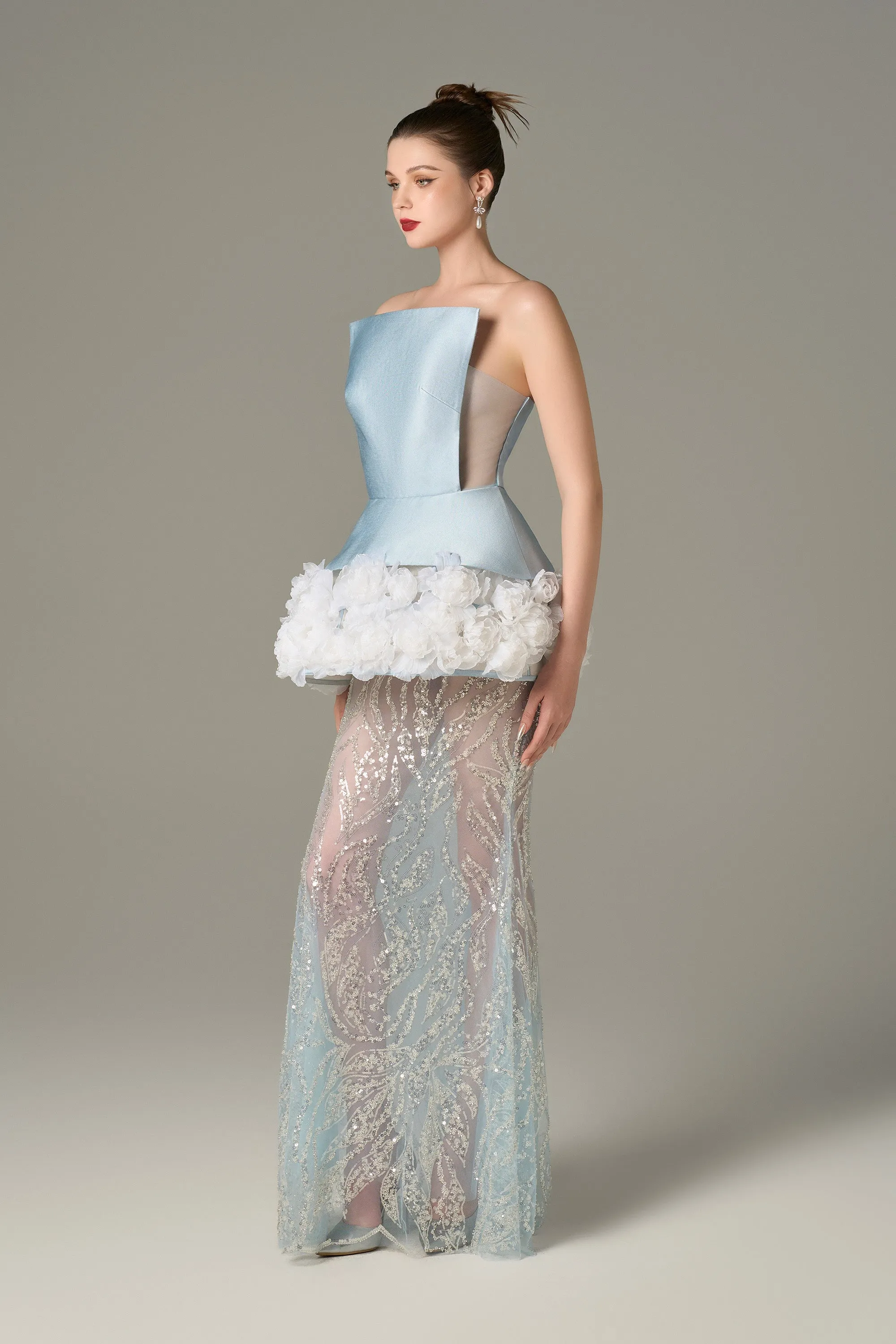 Enchanting Mesh and Floral Accents Gown sold by Kalisa product image thumbnail 4