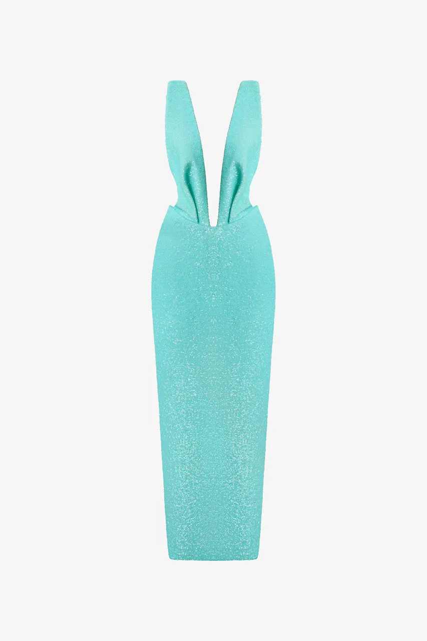 Aqua V-Neck Bodycon Dress sold by Kalisa product image thumbnail 2