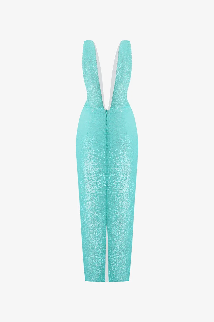 Aqua V-Neck Bodycon Dress sold by Kalisa product image thumbnail 4