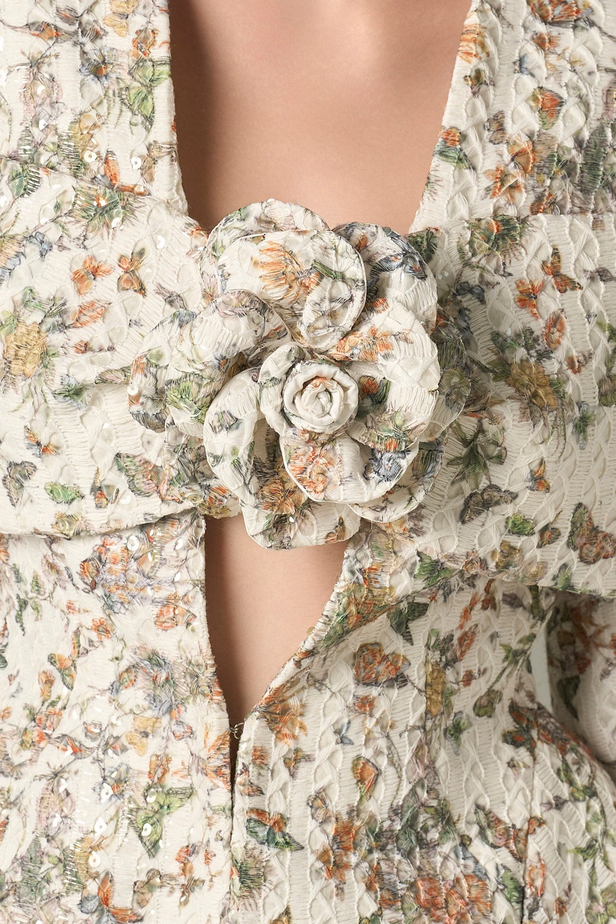 Voguish Floral Tweed Jacket & Mini Skirt Set sold by Kalisa product image thumbnail 4