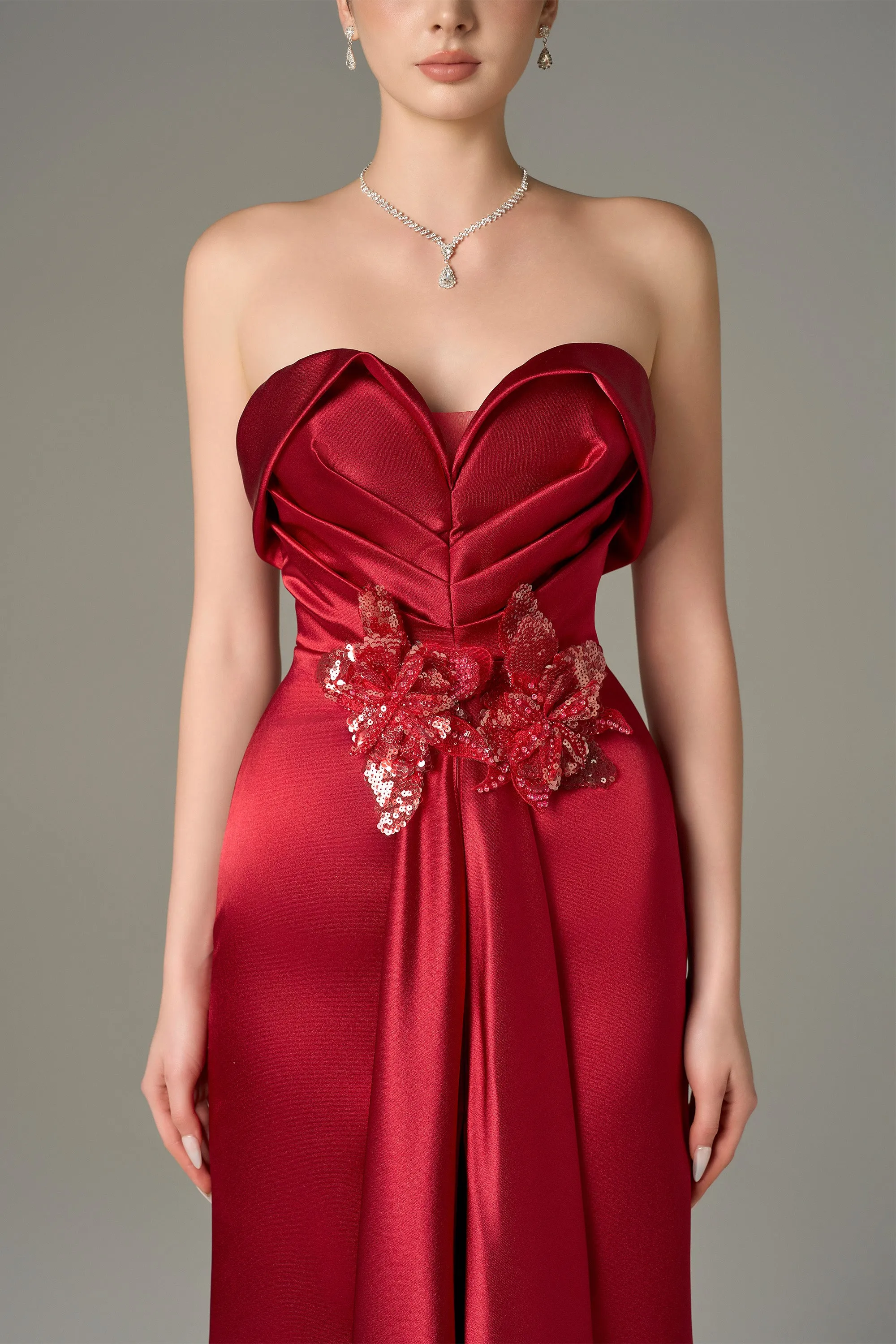 Designer Satin Silk Pleated Maxi Dress sold by Kalisa product image thumbnail 3