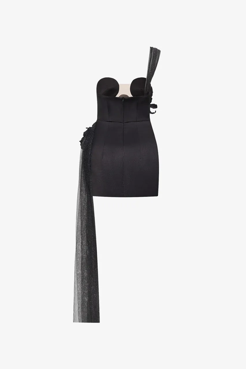 Flowing One Shoulder Wavy Floral Clusters Mini Dress sold by Kalisa product image thumbnail 4