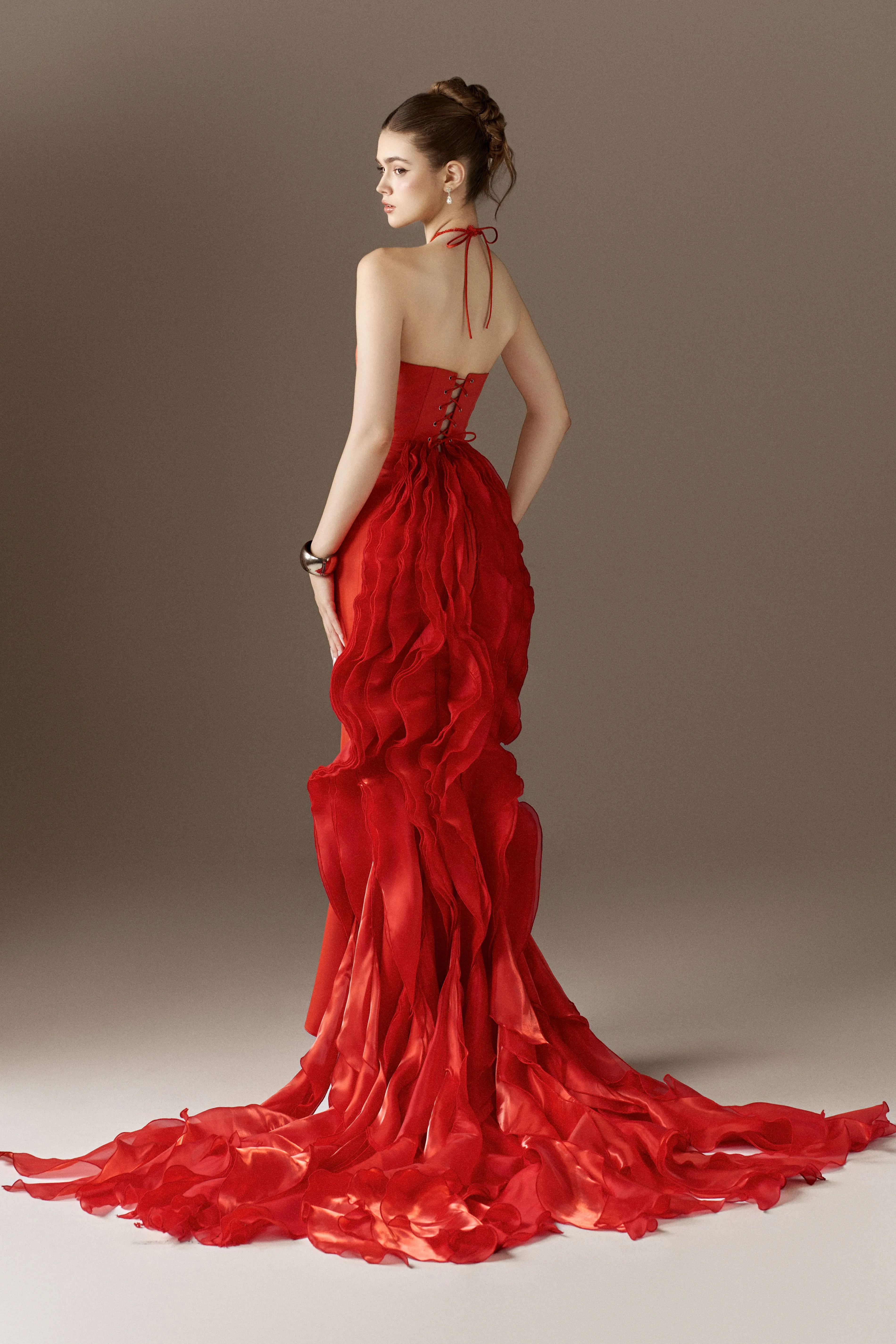 Phoenixia Halter Corset Gown With Cascading Flames sold by Kalisa product image thumbnail 2