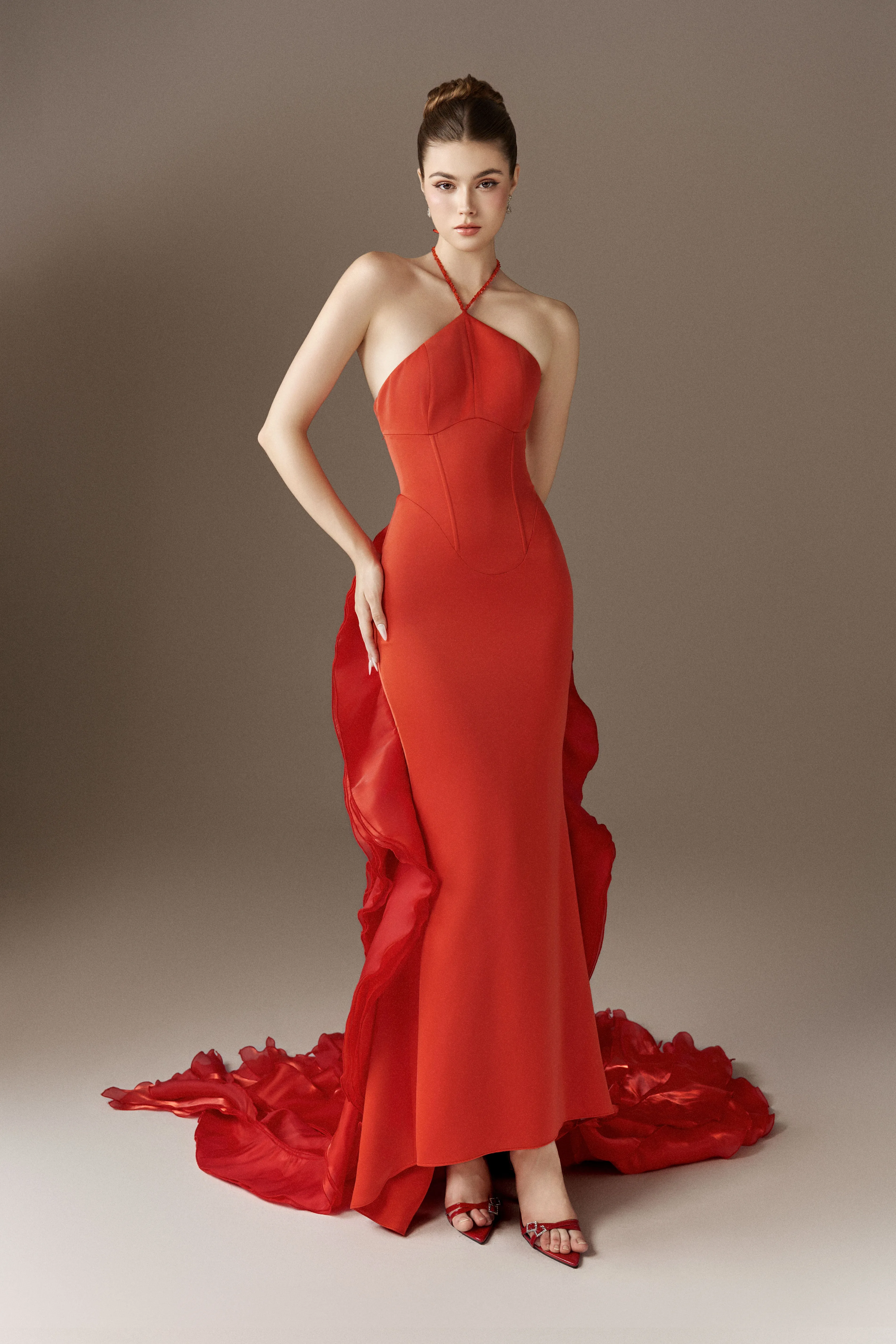 Phoenixia Halter Corset Gown With Cascading Flames sold by Kalisa