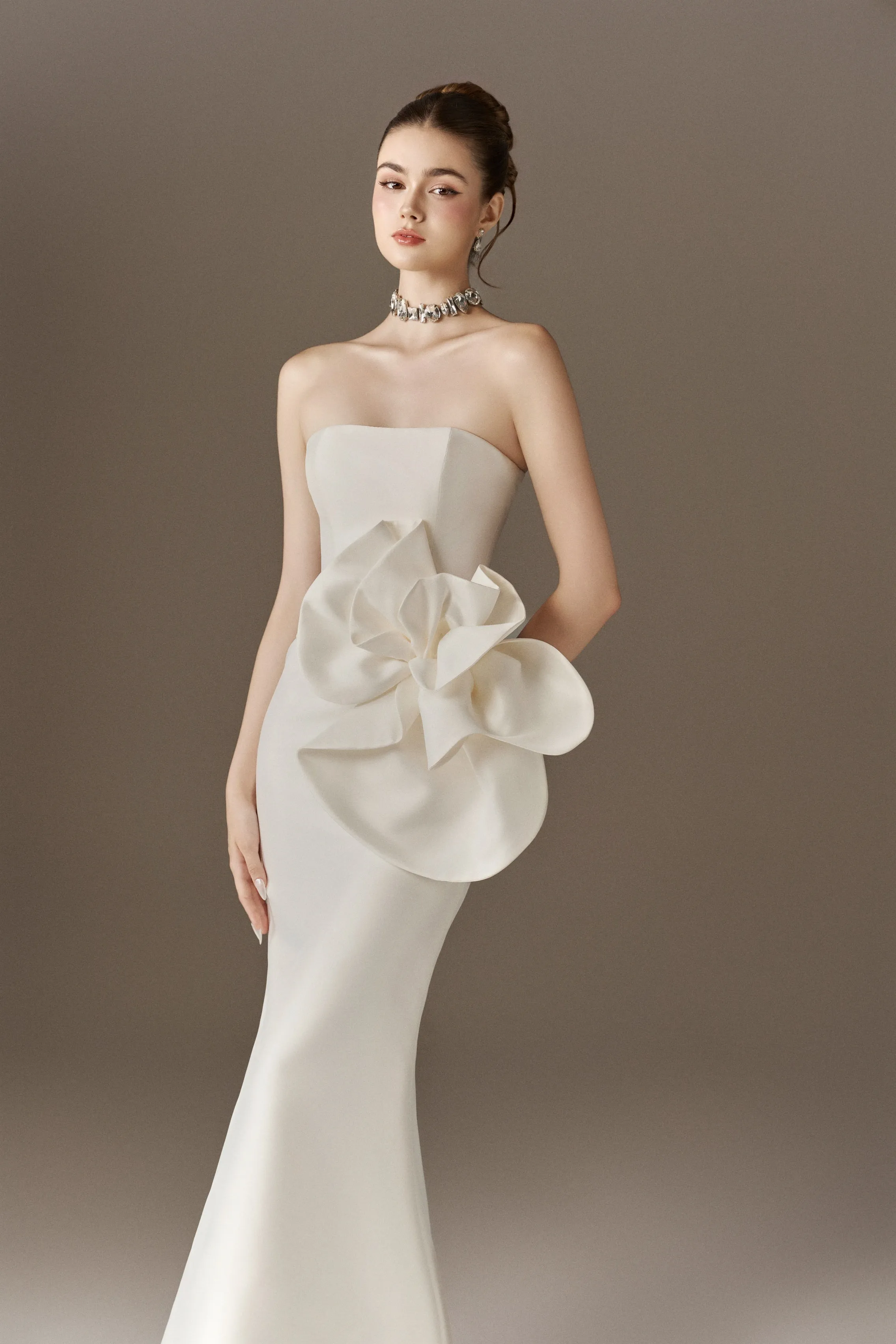 Floralia Bandeau Maxi Dress With Oversized 3D Flower sold by Kalisa product image thumbnail 3