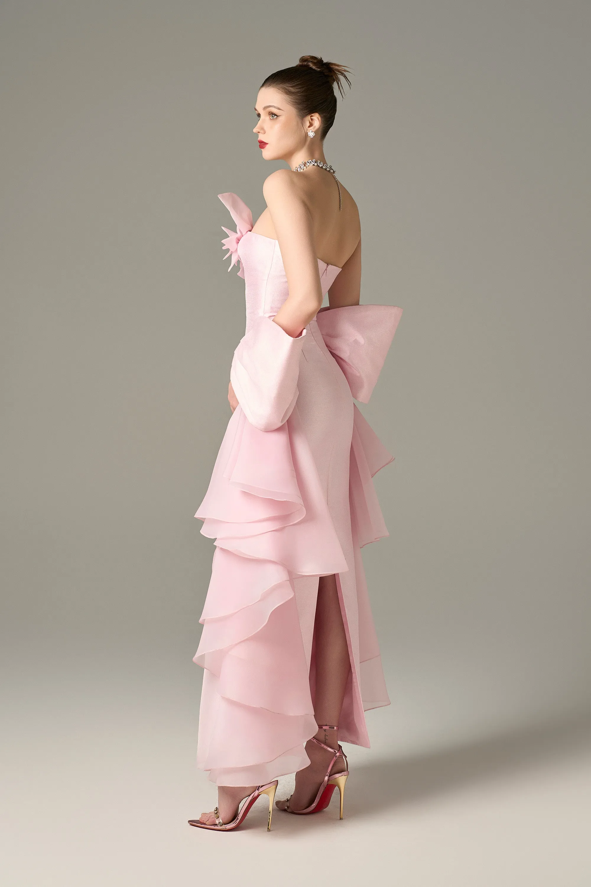 Ornate Pleated Gown with Handcrafted Flowers sold by Kalisa product image thumbnail 2