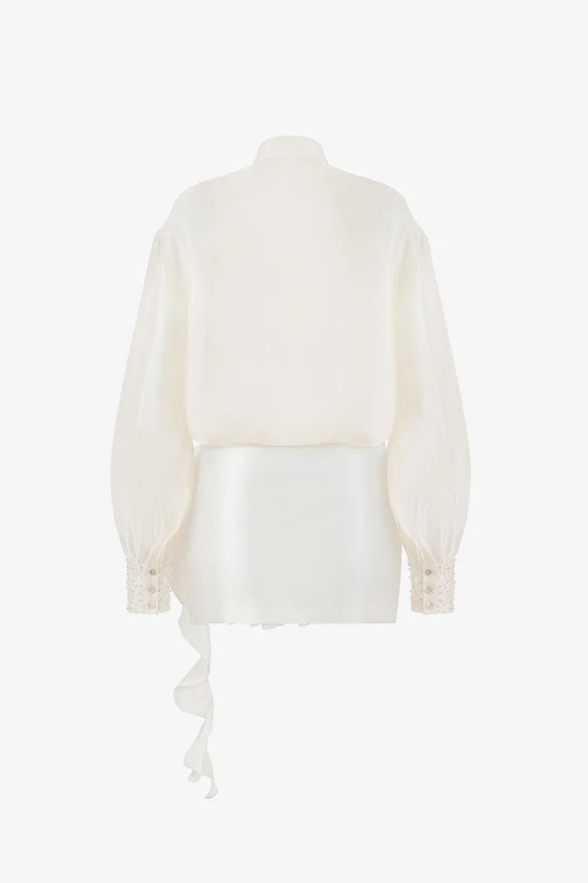 Raised Long Sleeve Floral Accent Silk Mini Skirt Set sold by Kalisa product image thumbnail 5