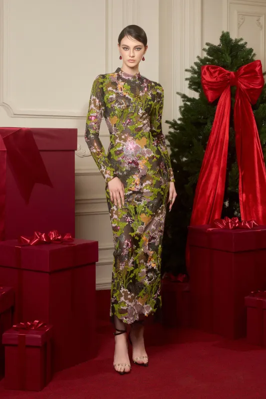 Virtuoso Mesh Sequin Bodycon Maxi Dress made by Kalisa