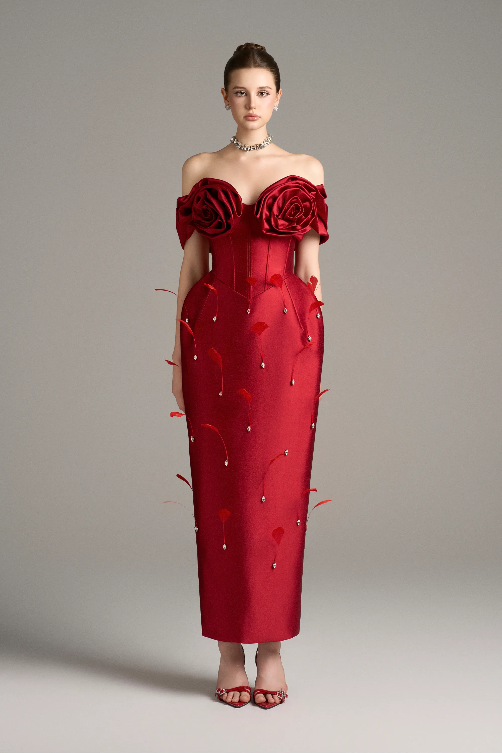 Peony Off Shoulder 3D Petal Detail Maxi Dress sold by Kalisa product image thumbnail 4