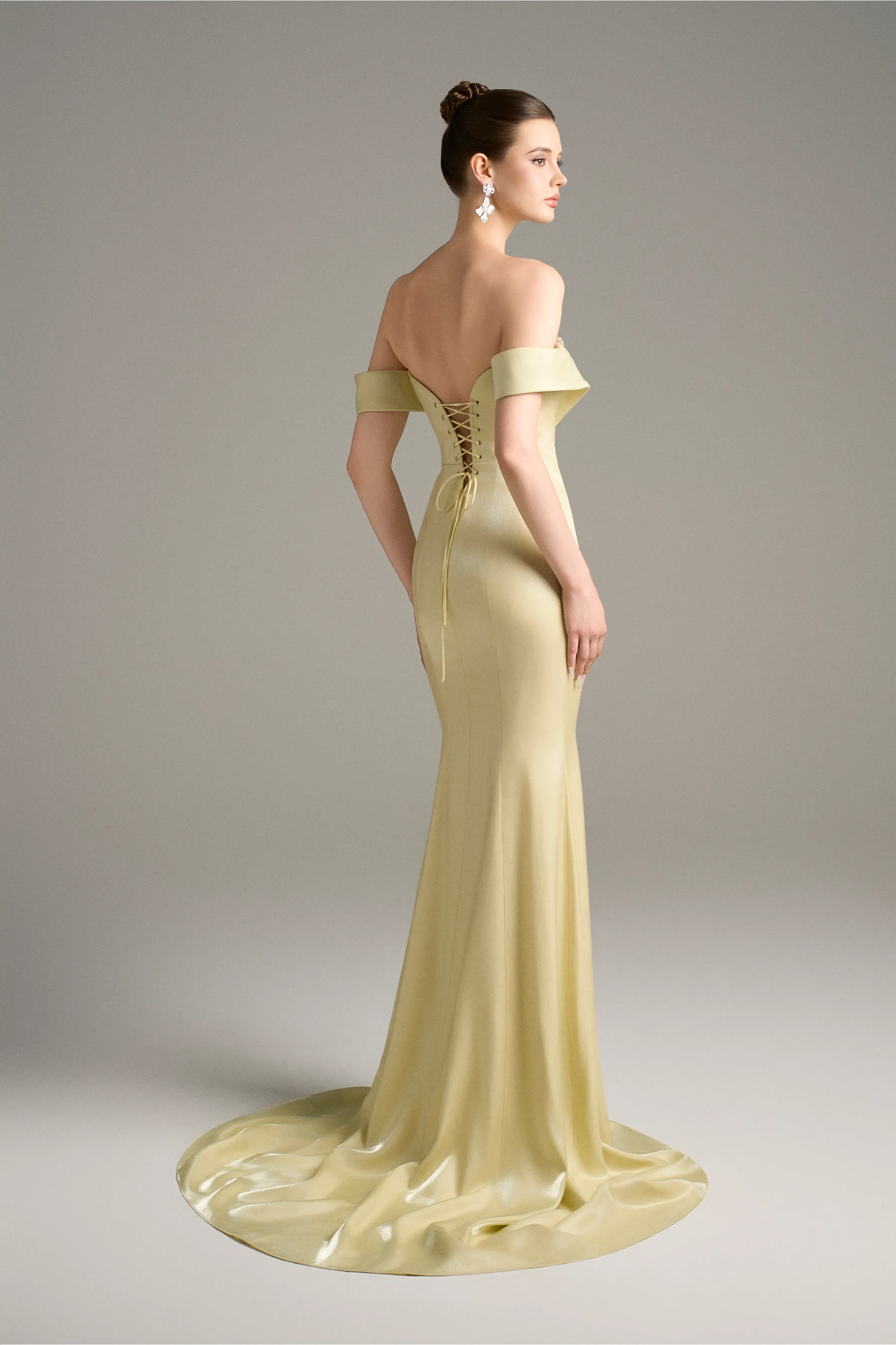 Calanthe Embellished Crystal Moiré Silk Mermaid Gown sold by Kalisa product image thumbnail 2
