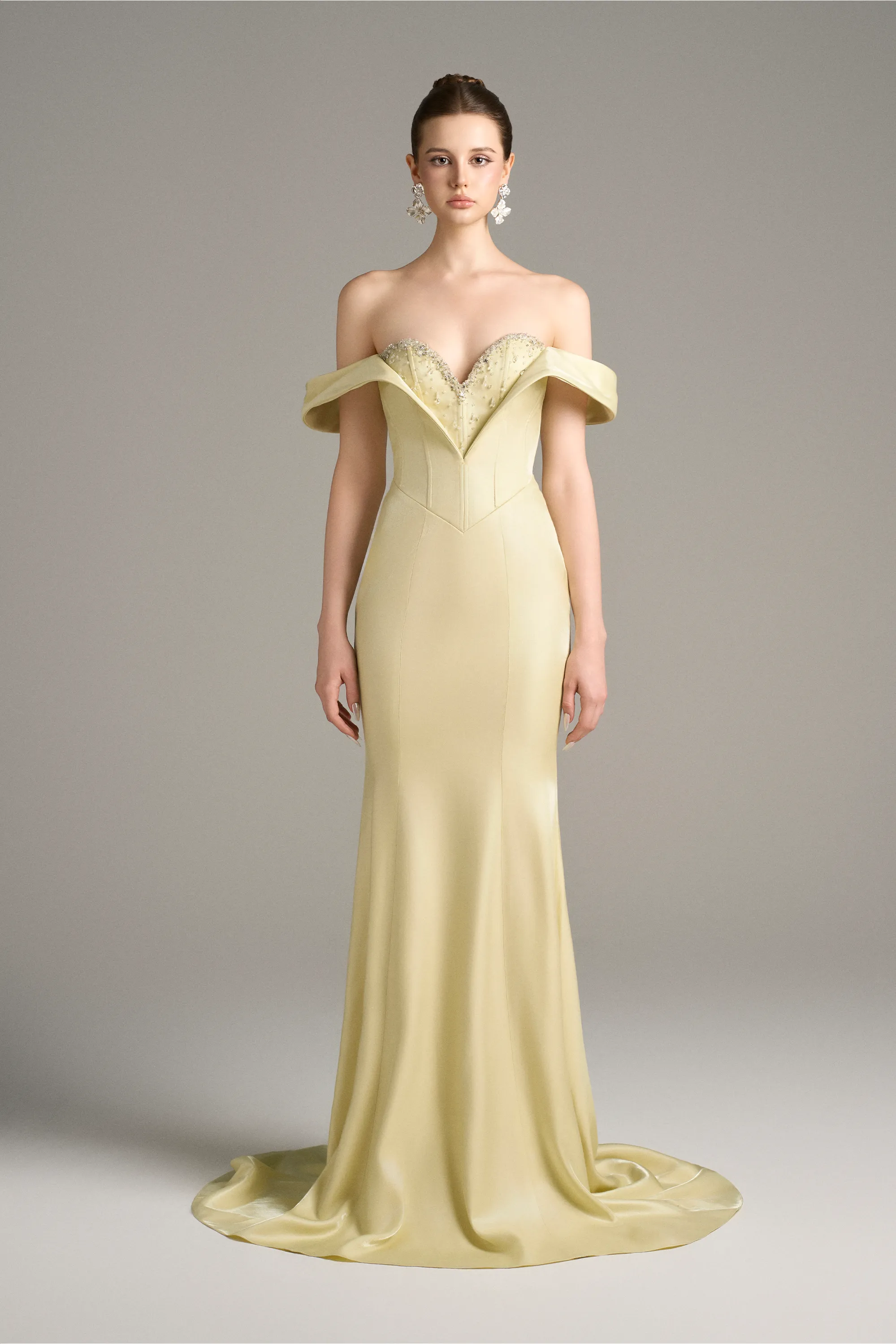 Calanthe Embellished Crystal Moiré Silk Mermaid Gown sold by Kalisa product image thumbnail 4