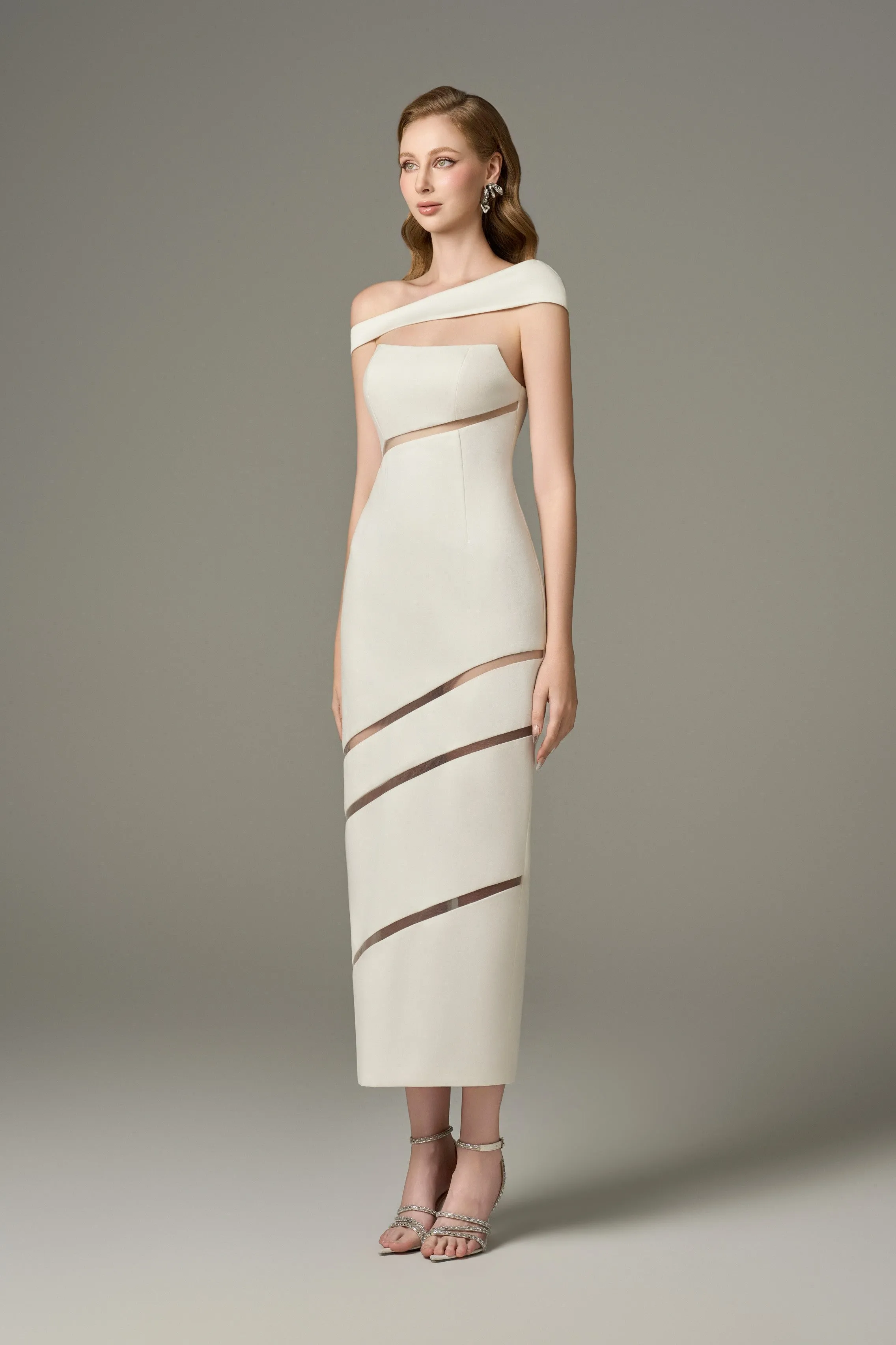 Serene Off Shoulder One-Sleeve Cut Out Maxi Dress sold by Kalisa product image thumbnail 4