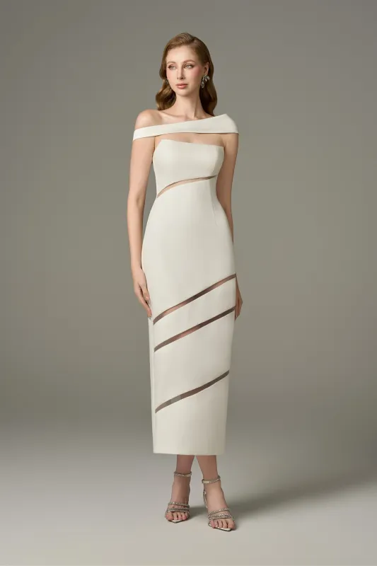 Serene Off Shoulder One-Sleeve Cut Out Maxi Dress sold by Kalisa