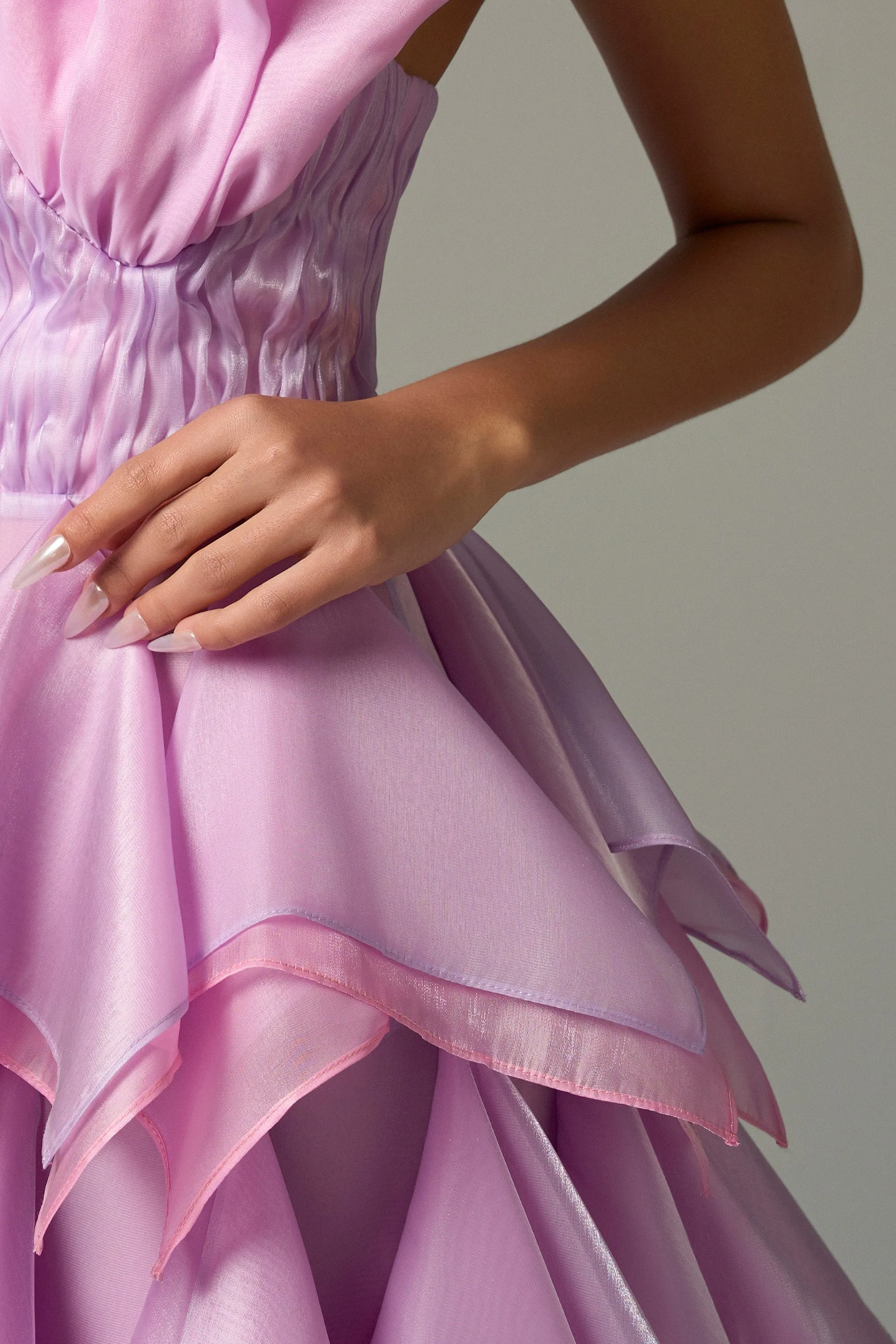 Liliana Strapless Structured Waist Details Ruffled Maxi Dress sold by Kalisa product image thumbnail 3