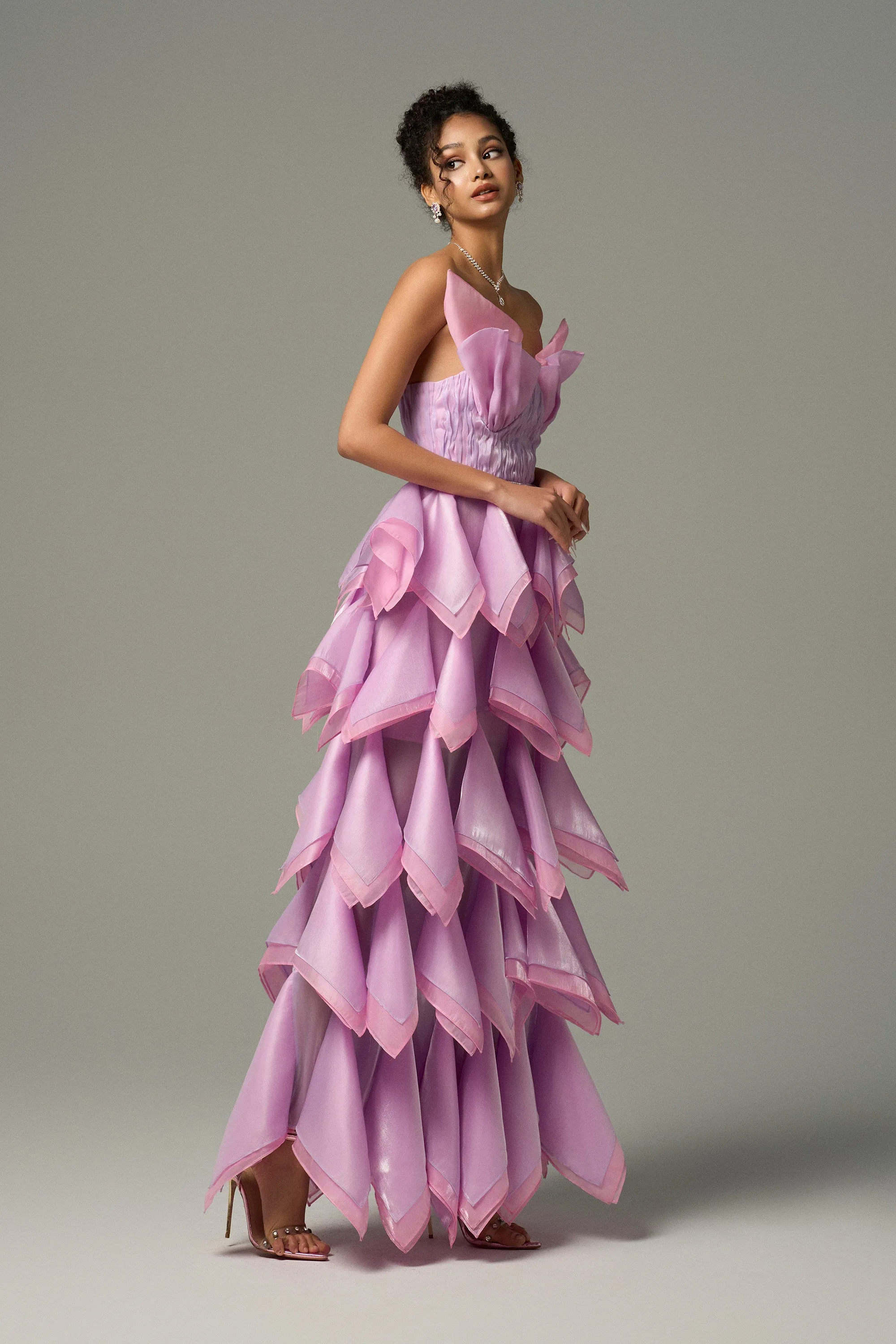 Liliana Strapless Structured Waist Details Ruffled Maxi Dress sold by Kalisa product image thumbnail 5